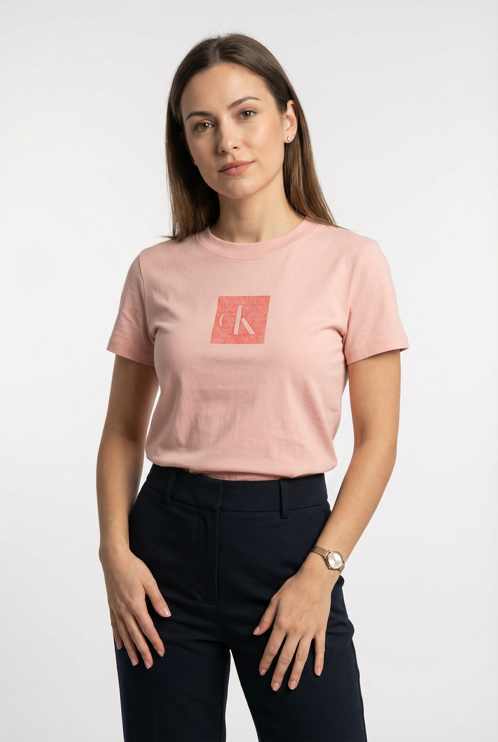 T-Shirt CALVIN KLEIN JEANS "CLASSIC FIT MONOGRAM TEE", Damen, Gr. XS (36), washed scarlet, Web, Obermaterial: 100% Baumwolle, unifarben, klassisch normal, Rundhals, eingesetzt abgesteppte Kante, Shirts T-Shirt, Regular fit mit Rundhalsausschnitt