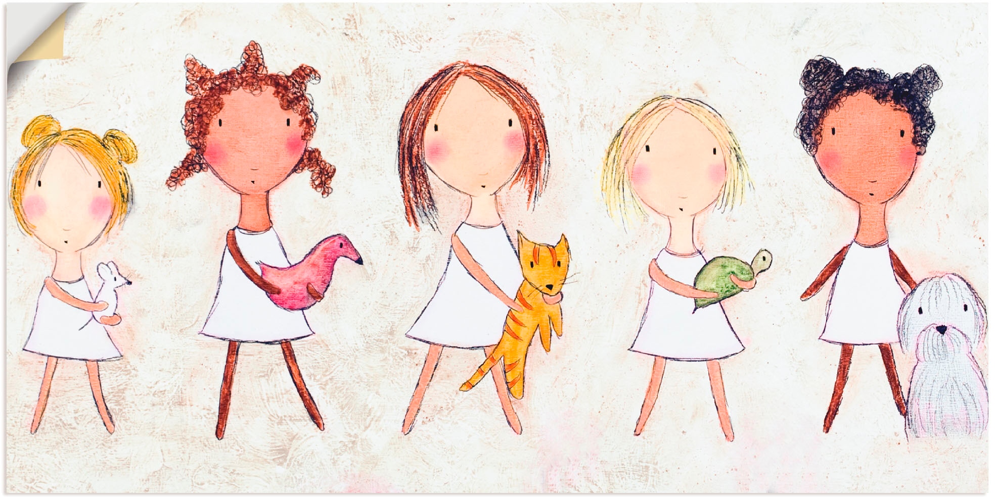 Artland Wandbild »Mädchen mit Tieren«, Kinder, (1 St.), als Alubild, Outdoorbild, Wandaufkleber in verschied. Größen