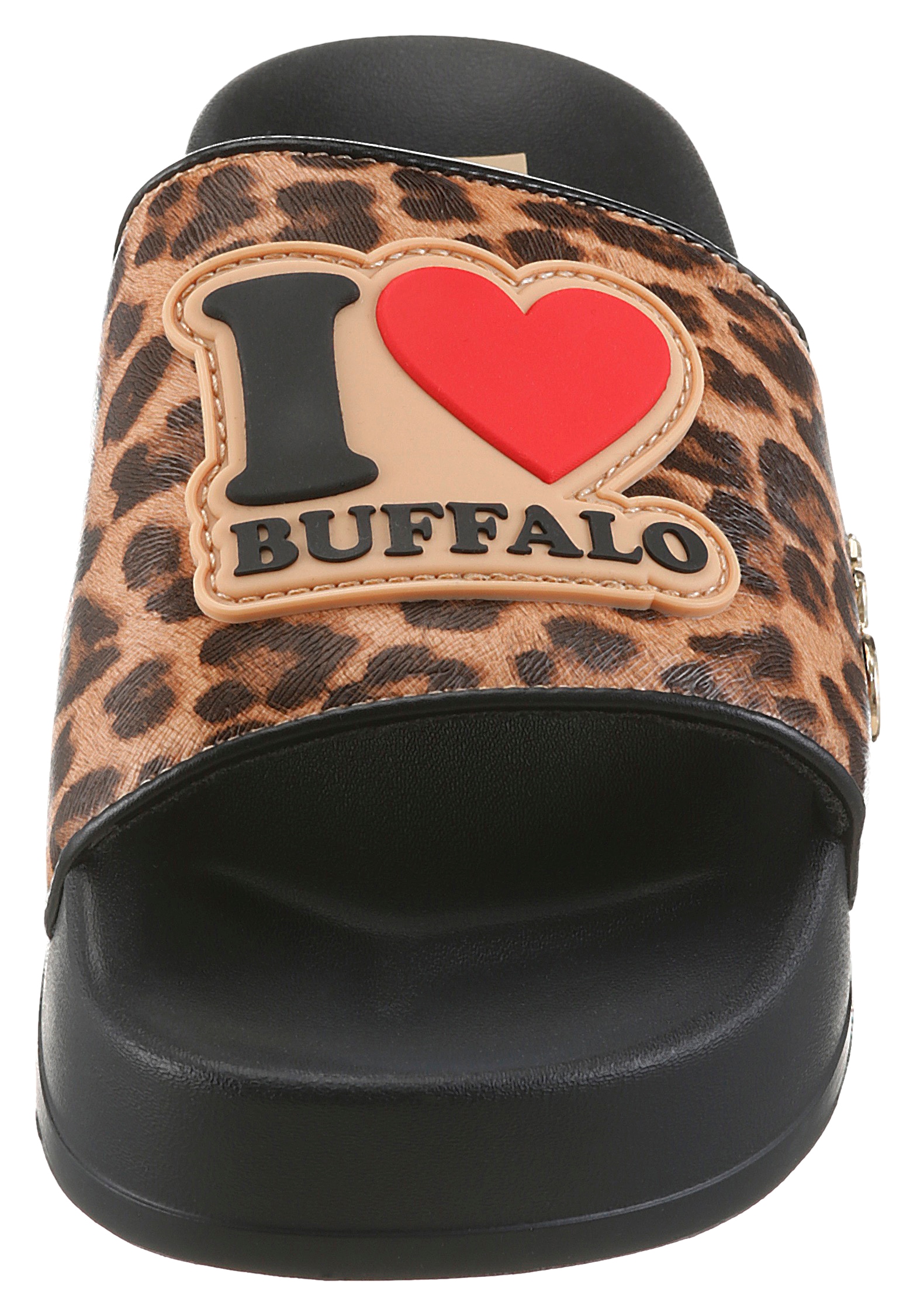 Buffalo Pantolette  Sommerschuh, Strandschuh, Badeschuh in Leo-Optik, Plateausohle