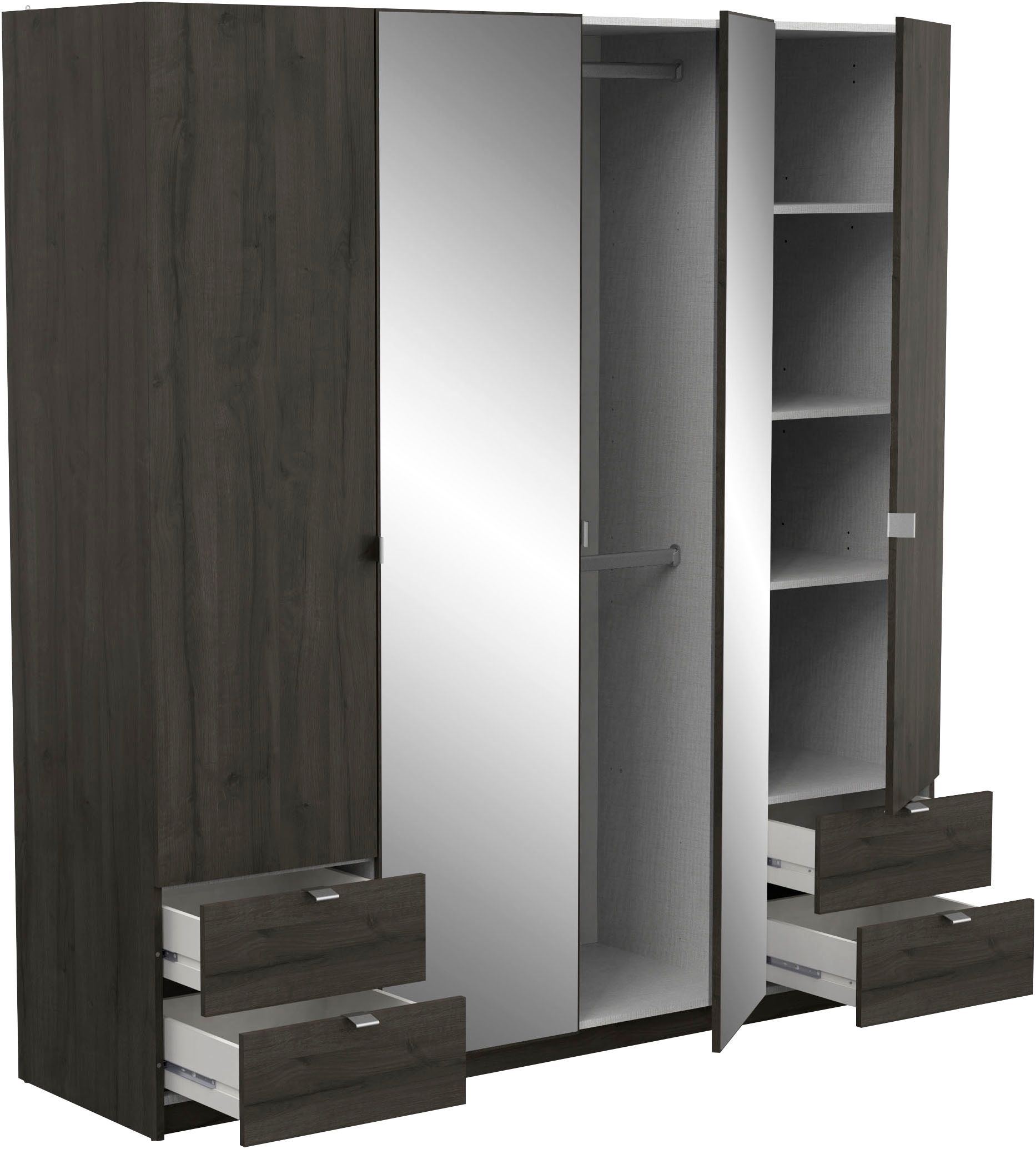 Demeyere GROUP Kleiderschrank »Mellie, 2 Spiegel, 4 Schubladen, 36 Regale, 2 Kleiderstangen« H/B/ T ca. 191/180/52cm,  maximaler Stauraum, Made in France