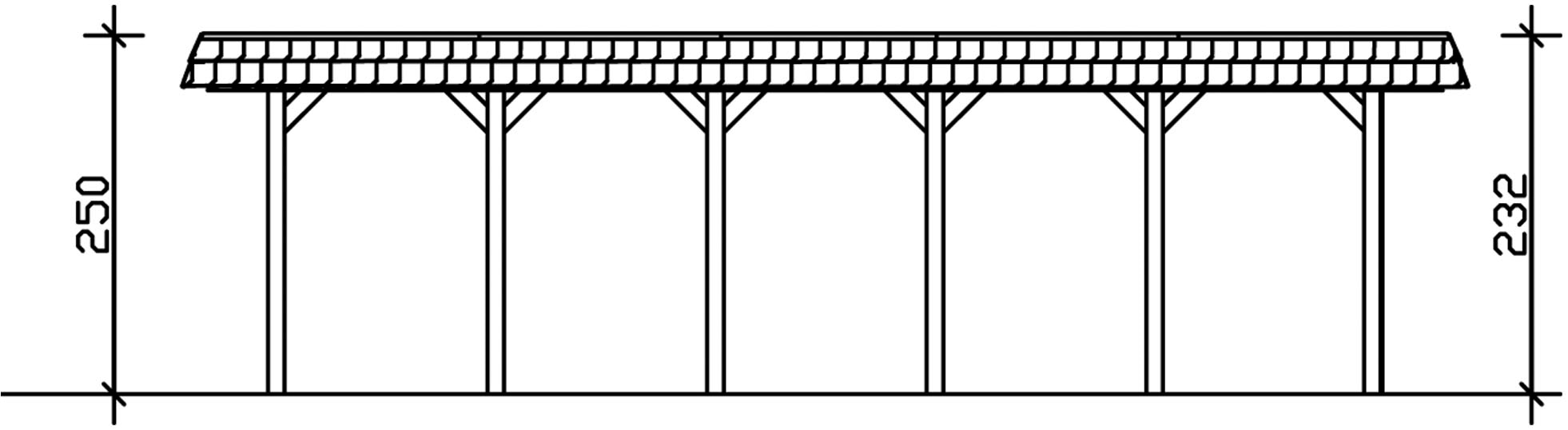 Skanholz Doppelcarport »Spreewald« Massivholz 530 cm Nussbaum mit Aluminiumdach, rote Blende