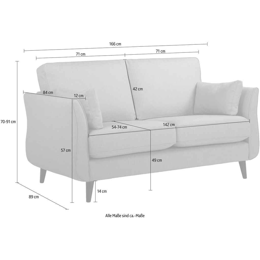 Leonique 2-Sitzer »Nizza«, im zeitlosen Design mit Holzfüßen
