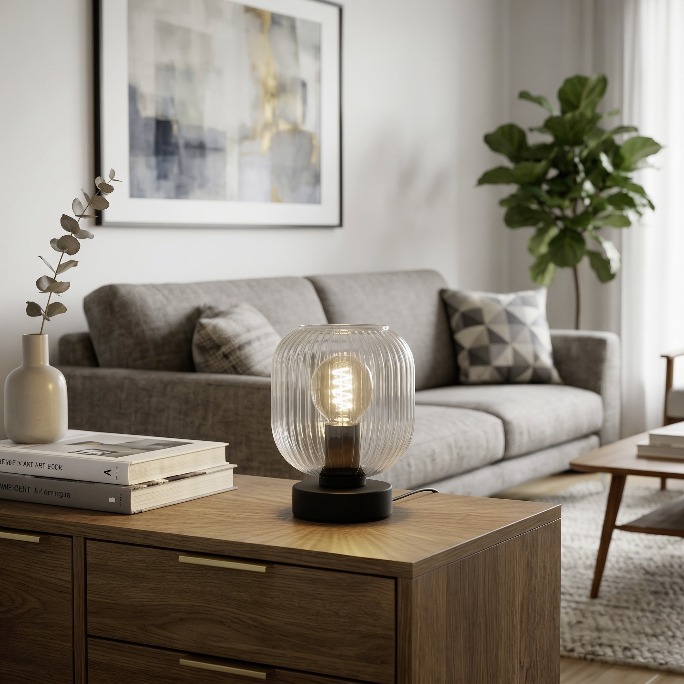 EGLO LED Tischleuchte »DASMINA« E27 1 Stk. Tischlampe, Wohnzimmer, Schlafzimmer, Glas, Ø 20 cm, Höhe 21,5 cm