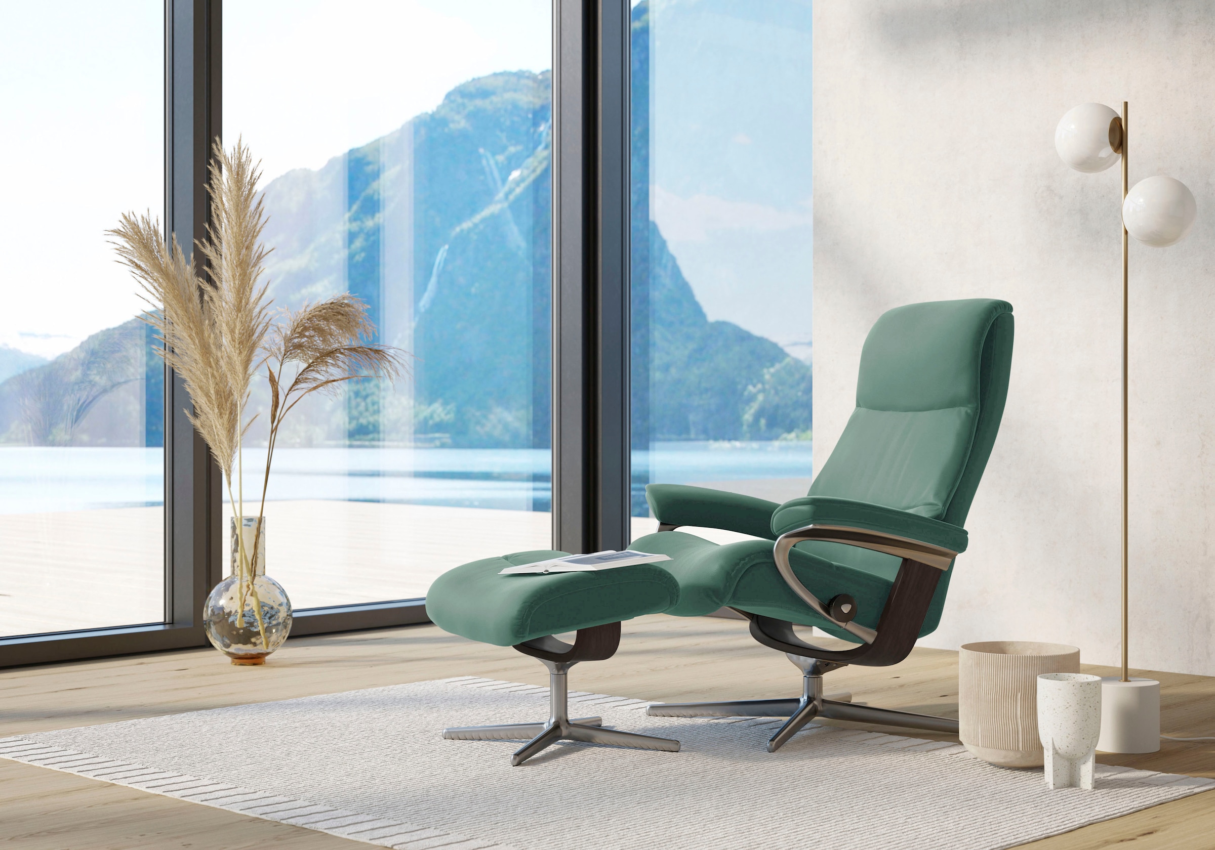 Stressless Fußhocker "View", mit Cross Base, Größe S, M & L, Holzakzent Wenge