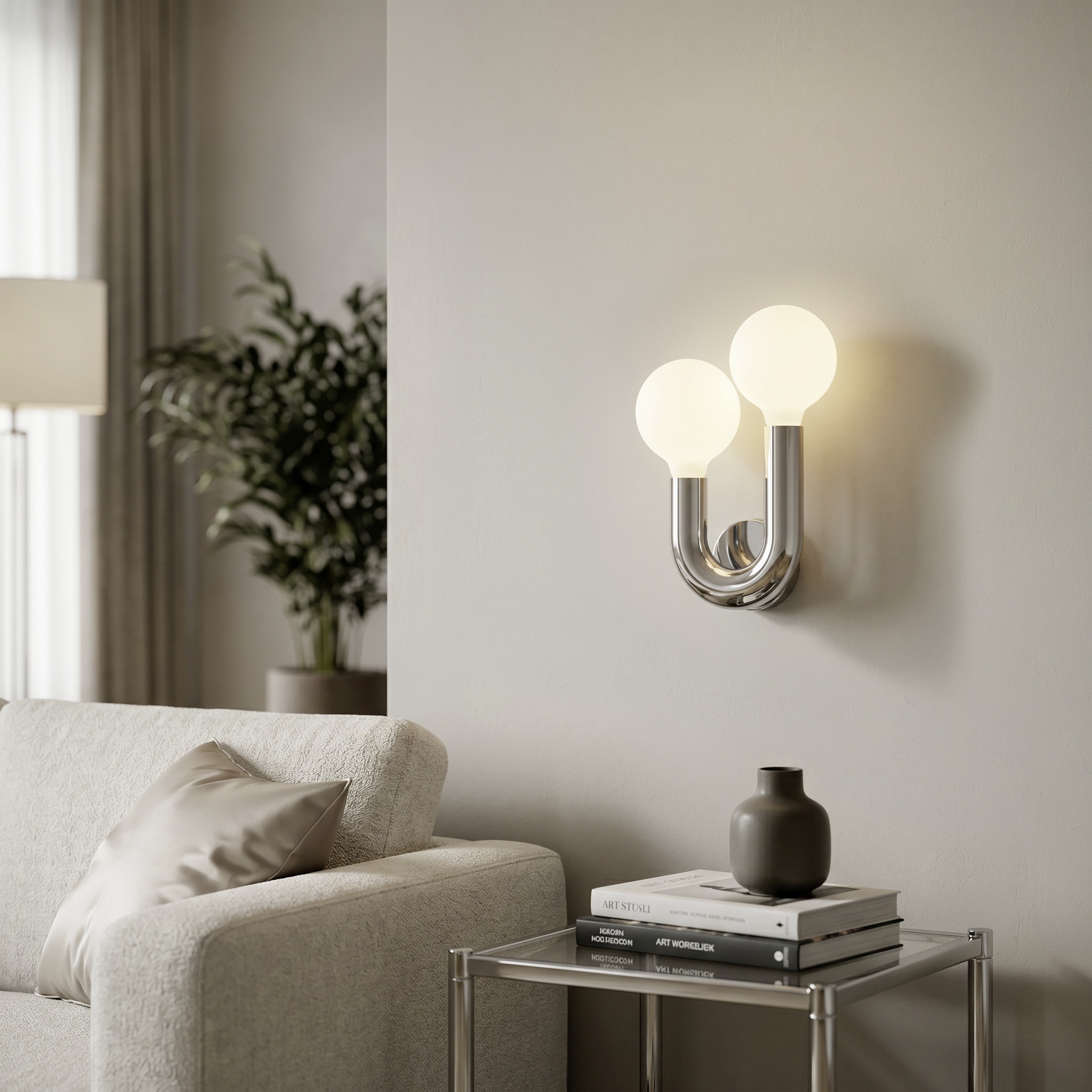 EGLO Wandleuchte »MELLILI« E27 1 Stk. Wandlampe, Lampe, Flur, Wohnzimmer, chrom  H:23,6 cm