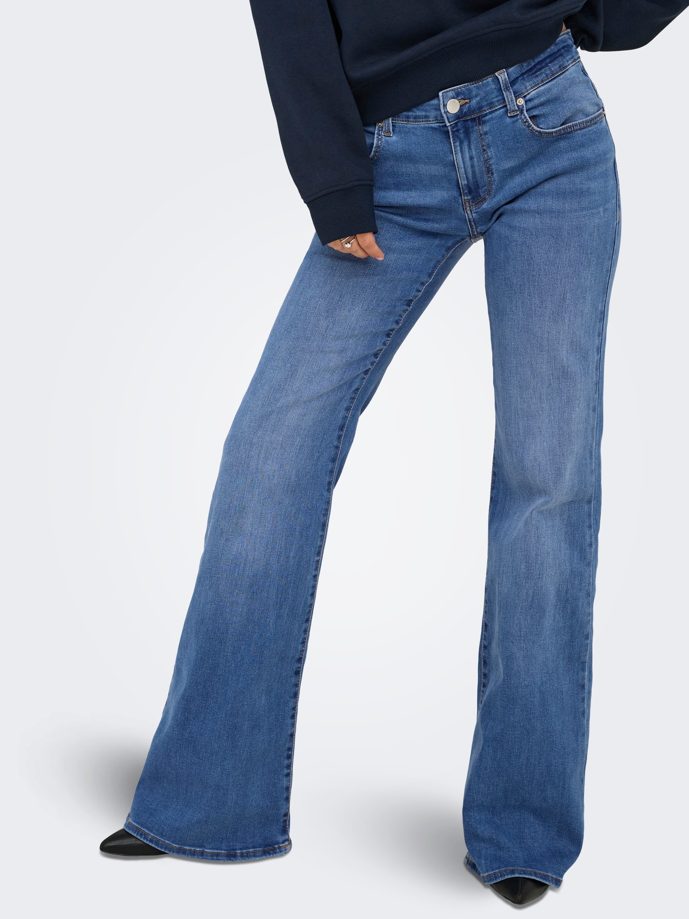 ONLY Bootcut-Jeans "ONLTIGER LW WIDE MB FLARED DNM PIM" günstig online kaufen