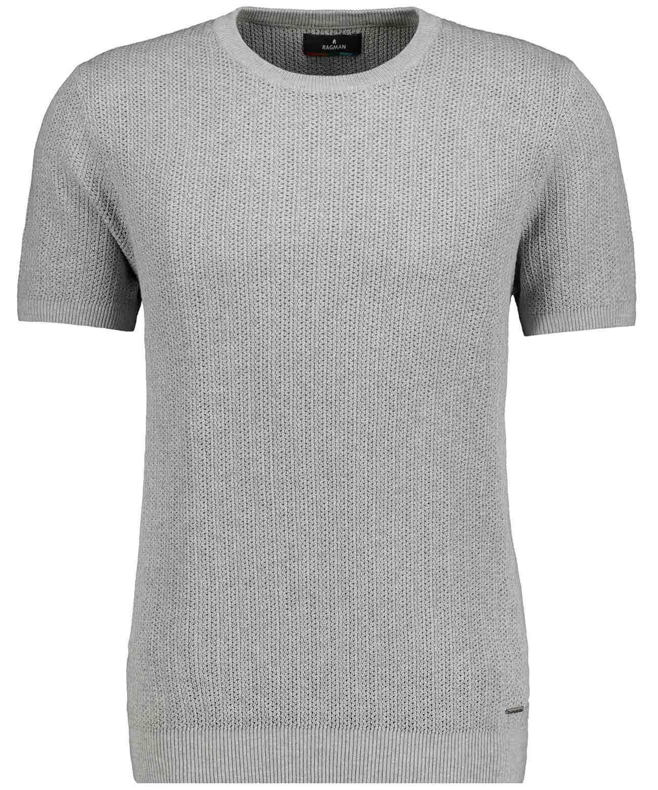 Rundhalspullover RAGMAN, Herren, Gr. 54, steingrau, Strick, 100% Baumwolle, Rundhals, Pullover Rundhalspullover