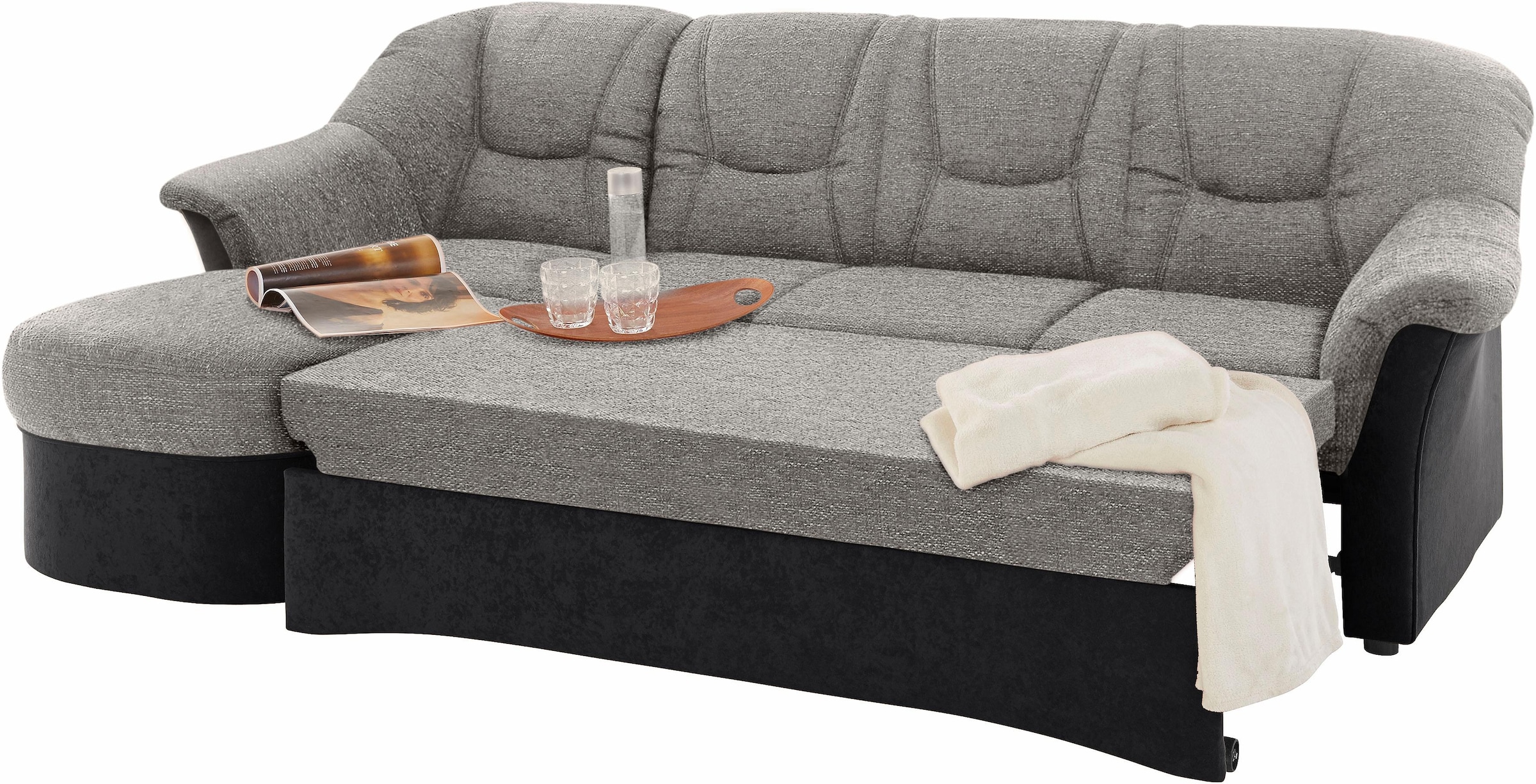 DOMO collection Ecksofa »Sarafina zeitlos und komfortabel, optional mit Federkern, L-Form«, wahlweise mit Bettfunktion