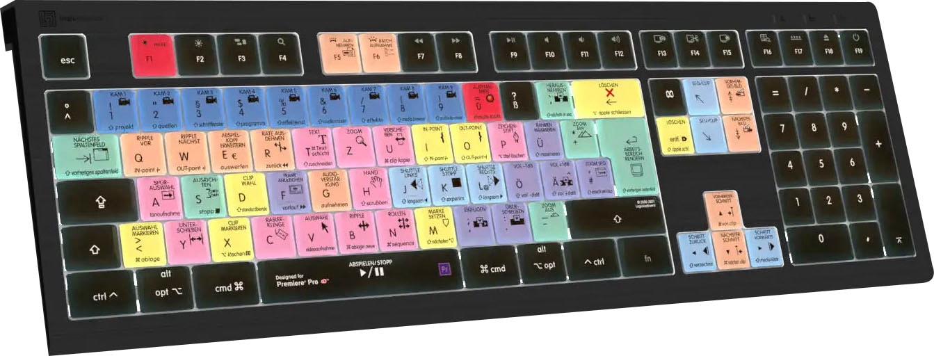 Logickeyboard Tastatur »Adobe Premiere Pro CC Astra 2 DE (Mac)«, (Ziffernblock-USB-Anschluss)