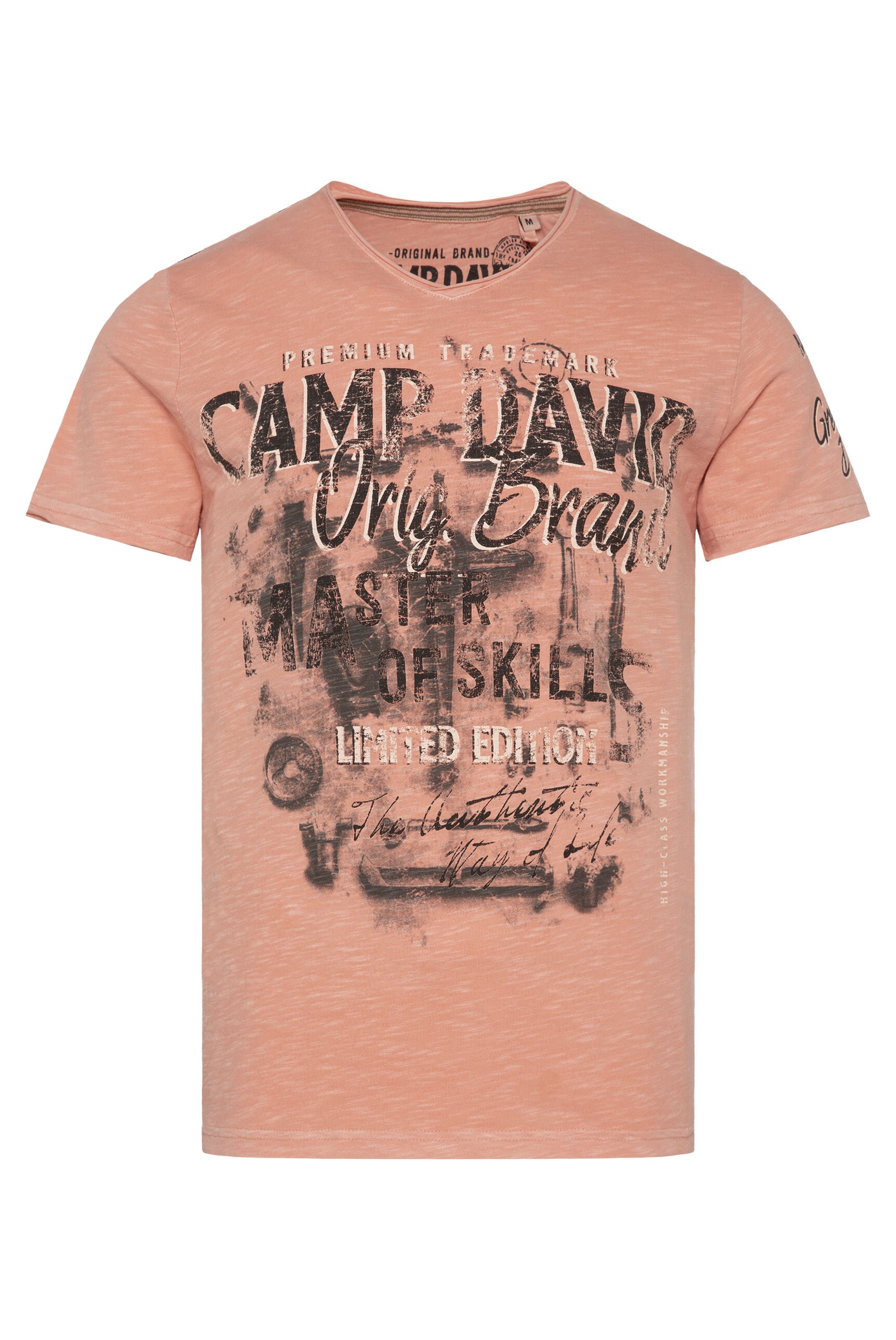 CAMP DAVID V-Shirt, mit offenen Kanten