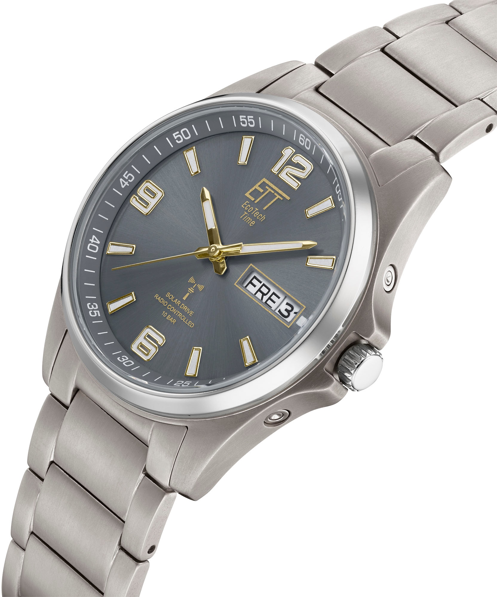 ETT Funkuhr »Everest«, Armbanduhr, Herrenuhr, Datum, Solar, Titan