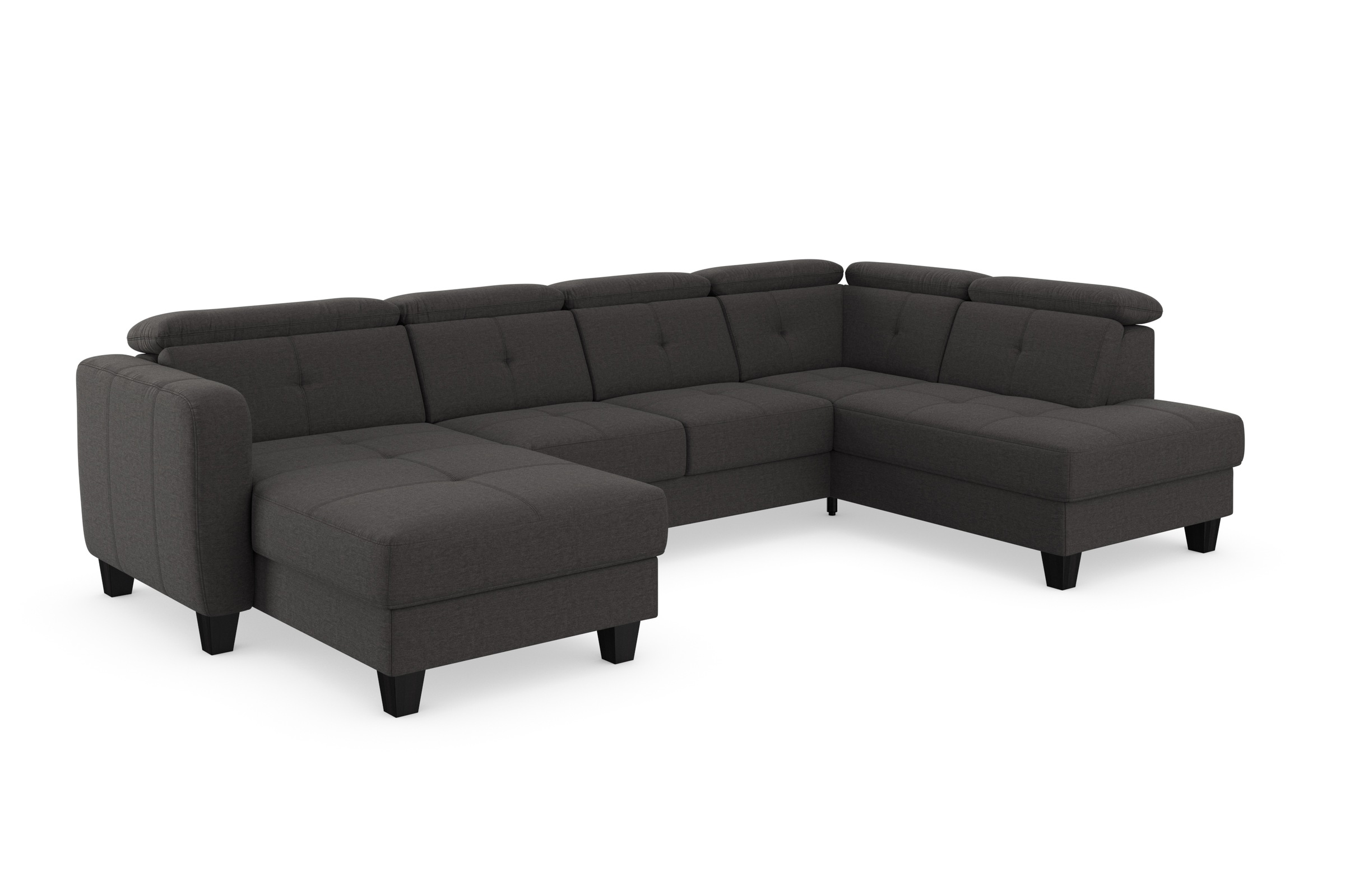 Wohnlandschaft SIT & MORE "Belluci U-Form", grau (fango), B:321cm H:85cm T:195cm, Sofas, Wohnlandschaft, Kopfteilverstellung und Federkern, wahlweise mit Bettfunktion 8