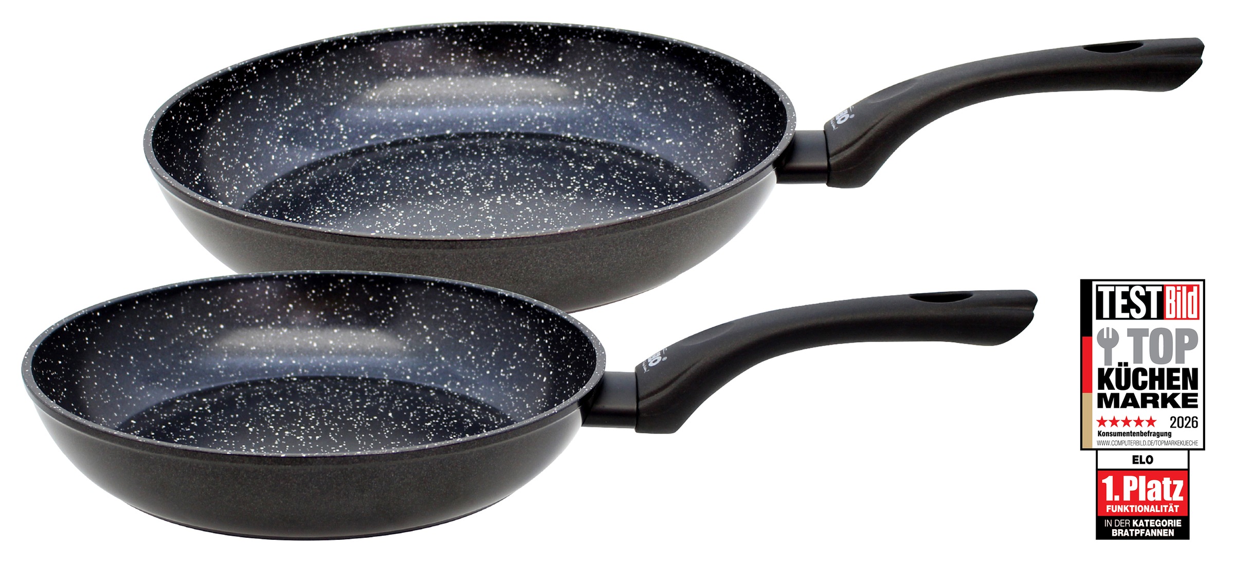 Elo Pfannen-Set »Pure Belugo« Aluminium Set, 1x Bratpfanne Ø 24 cm, 1x Bratpfanne Ø 28 cm, 2 Stk. tlg. Induktion