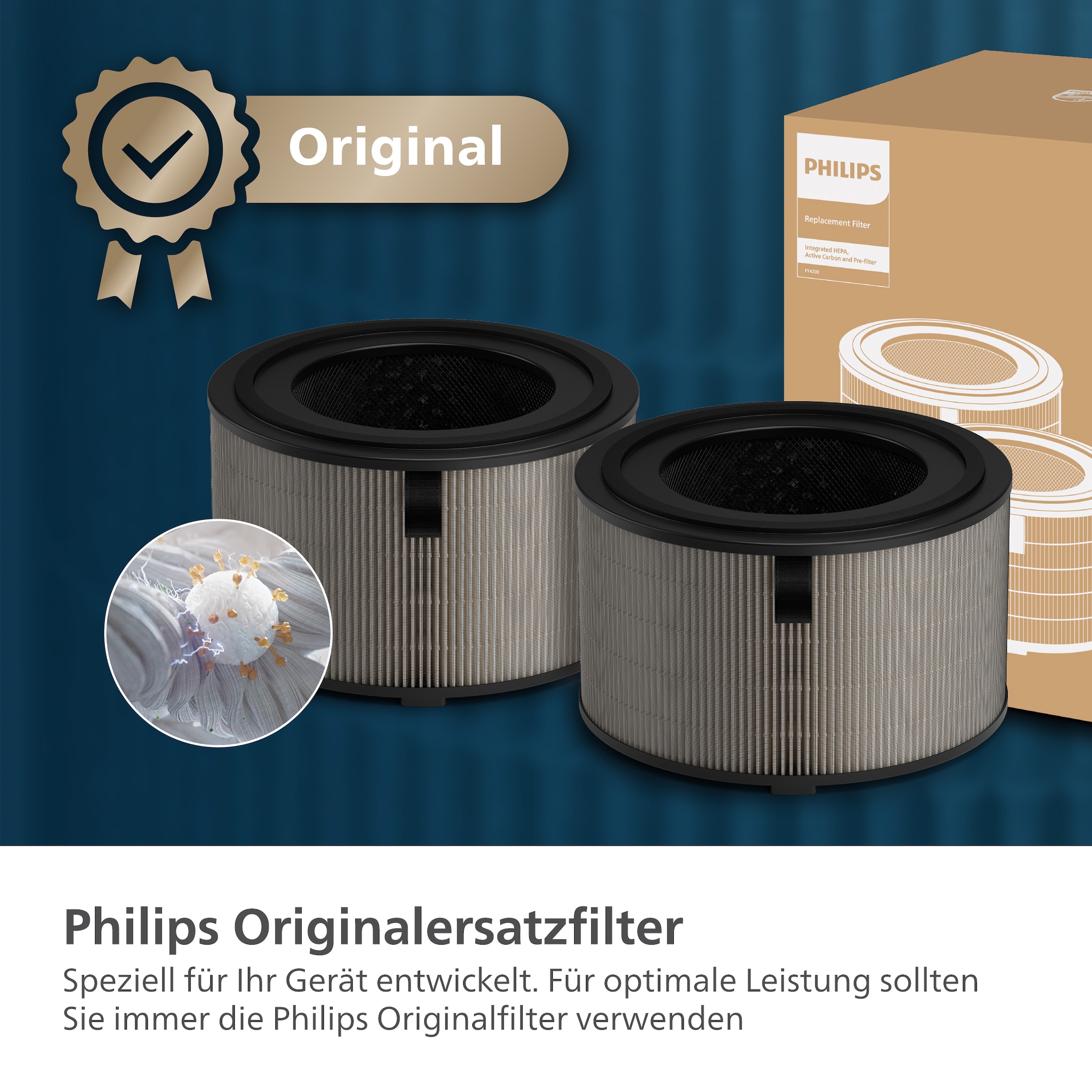 Philips Ersatzfilter »FY4200/30 HEPA NanoProtect Filter«, (2 tlg.), bis zu 1 Jahr verwendbar, 2 Filter im Lieferumfang