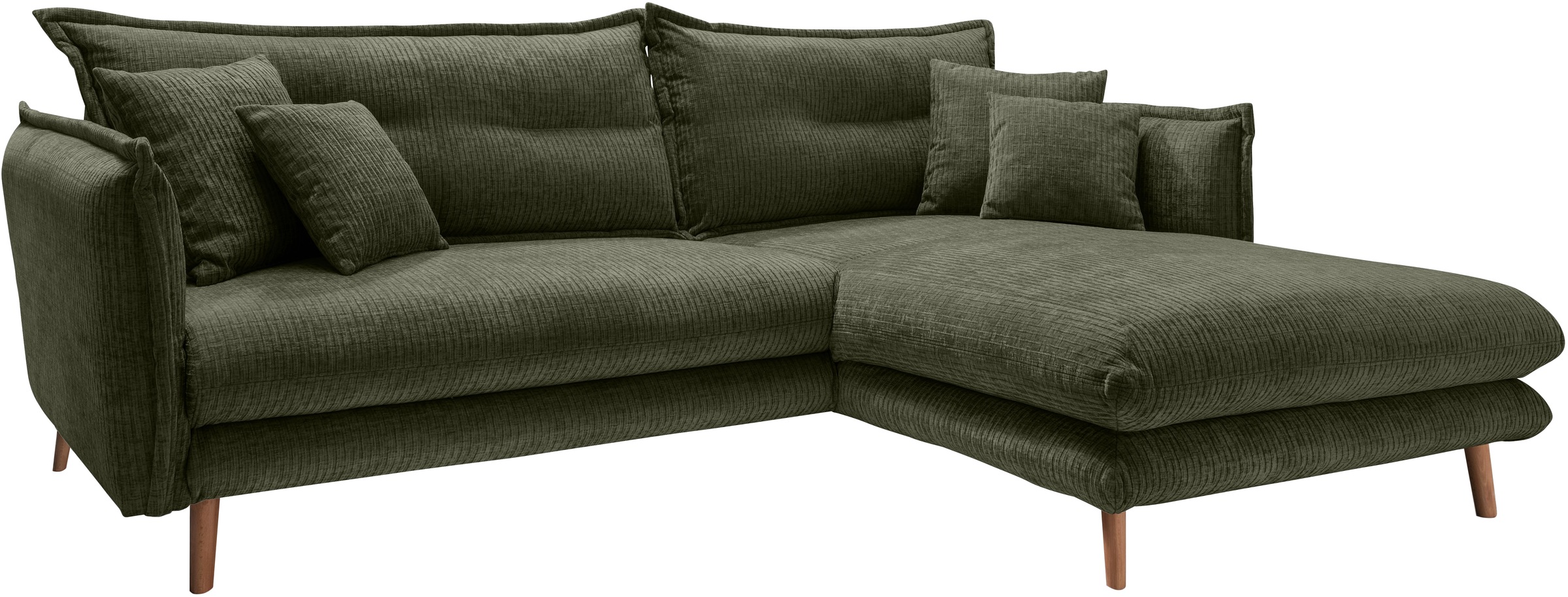 INOSIGN Ecksofa »Lazio modern und bequem, schmale Armlehnen, tolle Detailverarbeitung«, zwei verschiedene Fußfarben wählbar