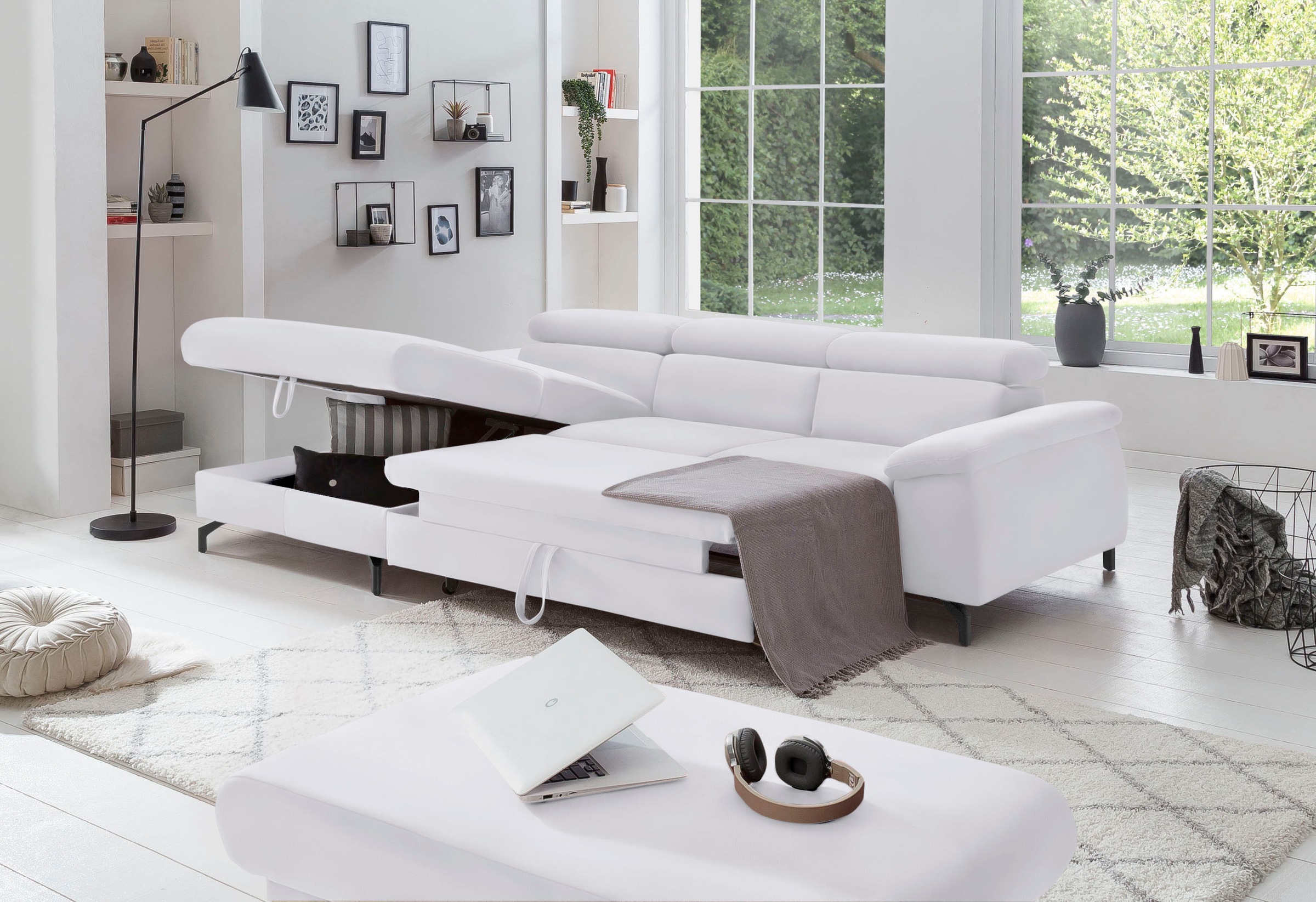 COTTA Ecksofa »Kitty L-Form, B: 242 cm«, mit Kopfteilverstellung, optional Bettfunktion & Bettkasten