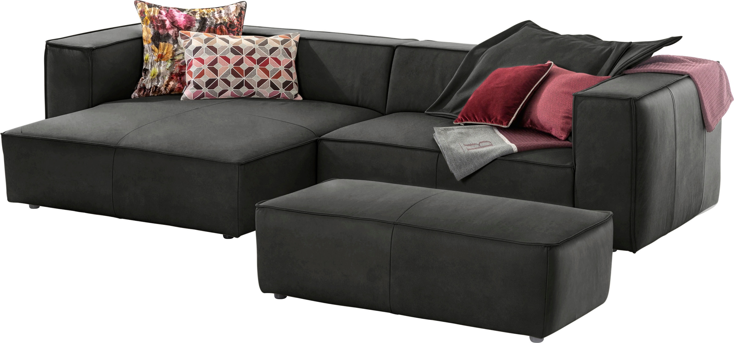 W.SCHILLIG Ecksofa »around-the-block, modern und elegant, bequem, L-Form«, mit eleganter Biese, mit Federkern