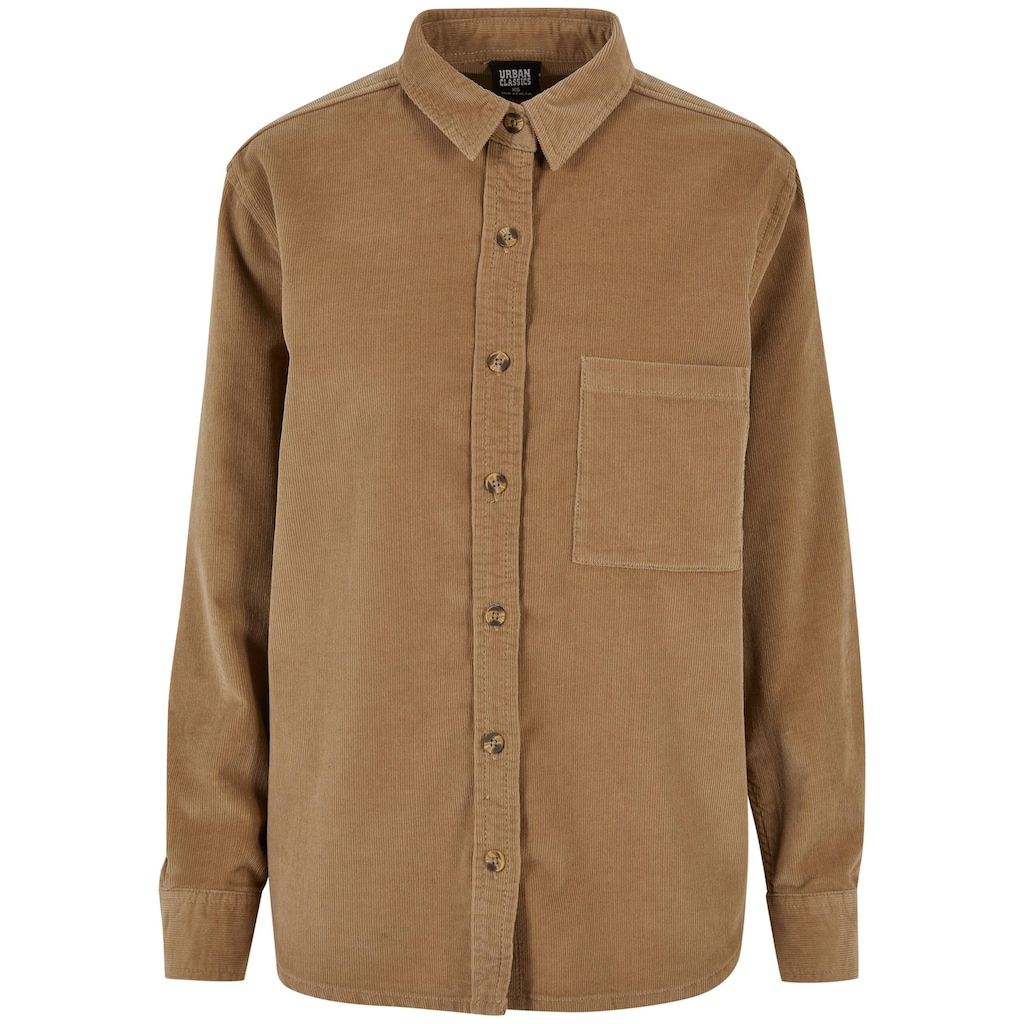 URBAN CLASSICS Langarmhemd »Damen Ladies Corduroy Oversized Shirt«, (1 tlg.)