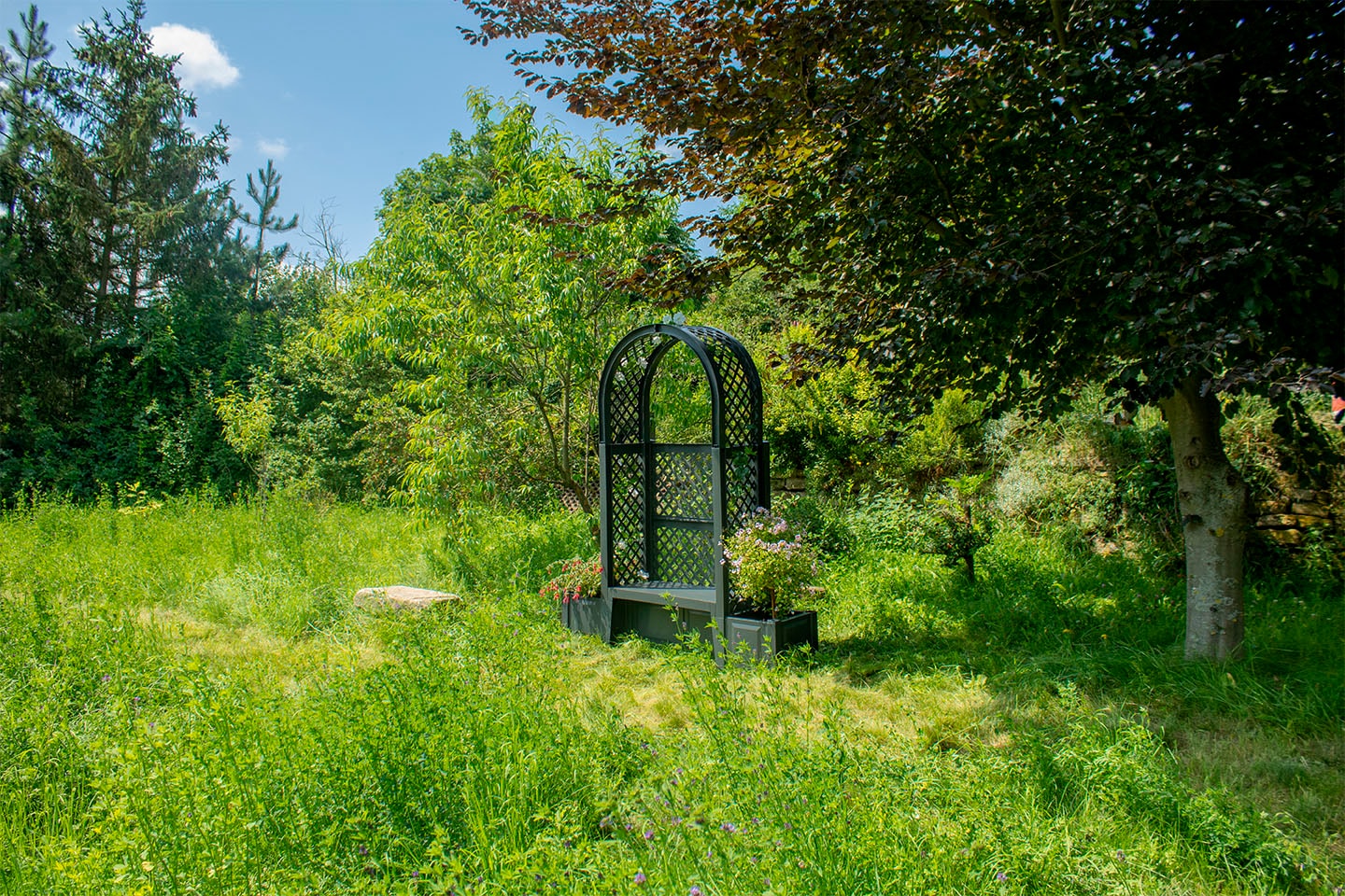 KHW Gartenbank »Amsterdam«, mit Rosenbogen, Spalier und zwei Pflanzkästen, anthrazit