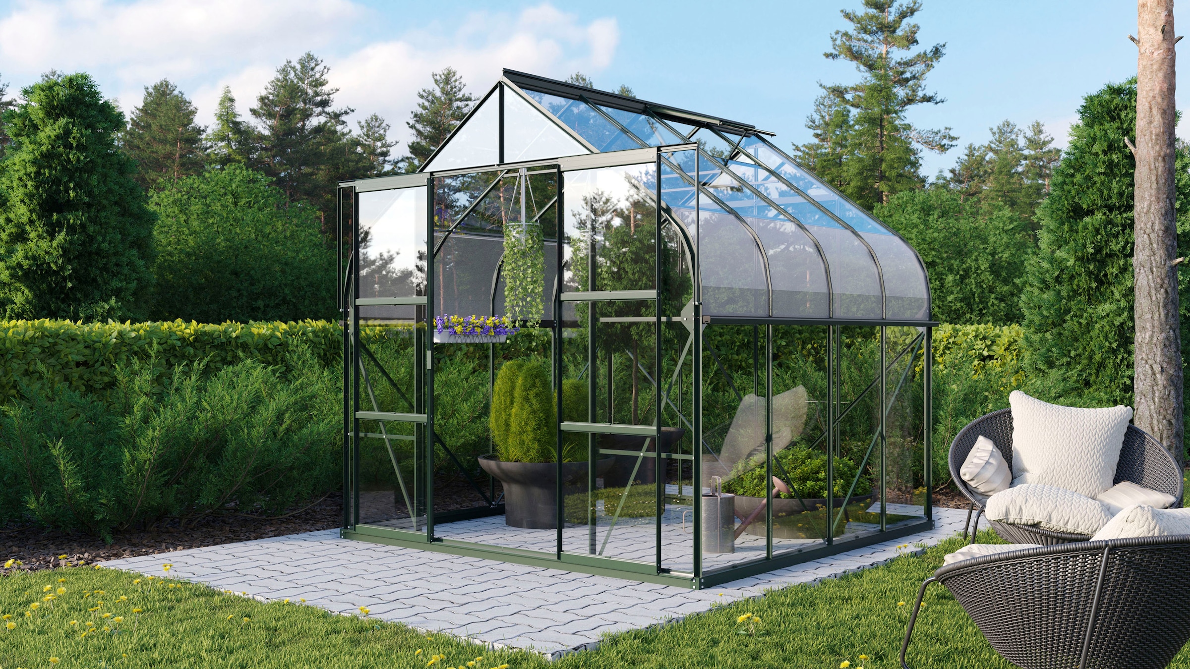 Vitavia Gewächshaus "Dione 6700 smaragd" inkl. Fundamentrahmen, Dachlüfter günstig online kaufen