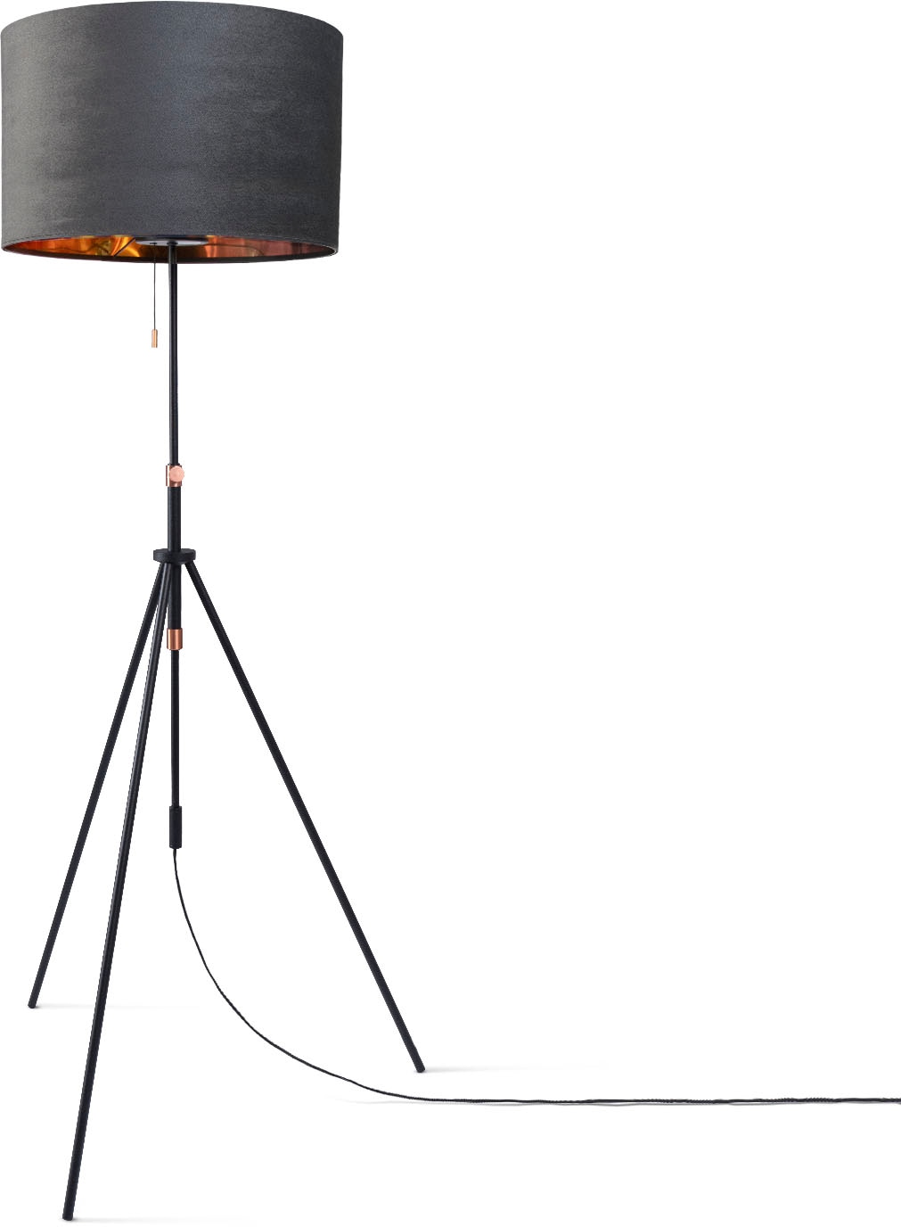 Paco Home Stehlampe »Naomi Höhenverstellbar | kaufen BAUR bis cm 121,5 günstig Color«, 176,5 Velour Wohnzimmer uni Zugschalter