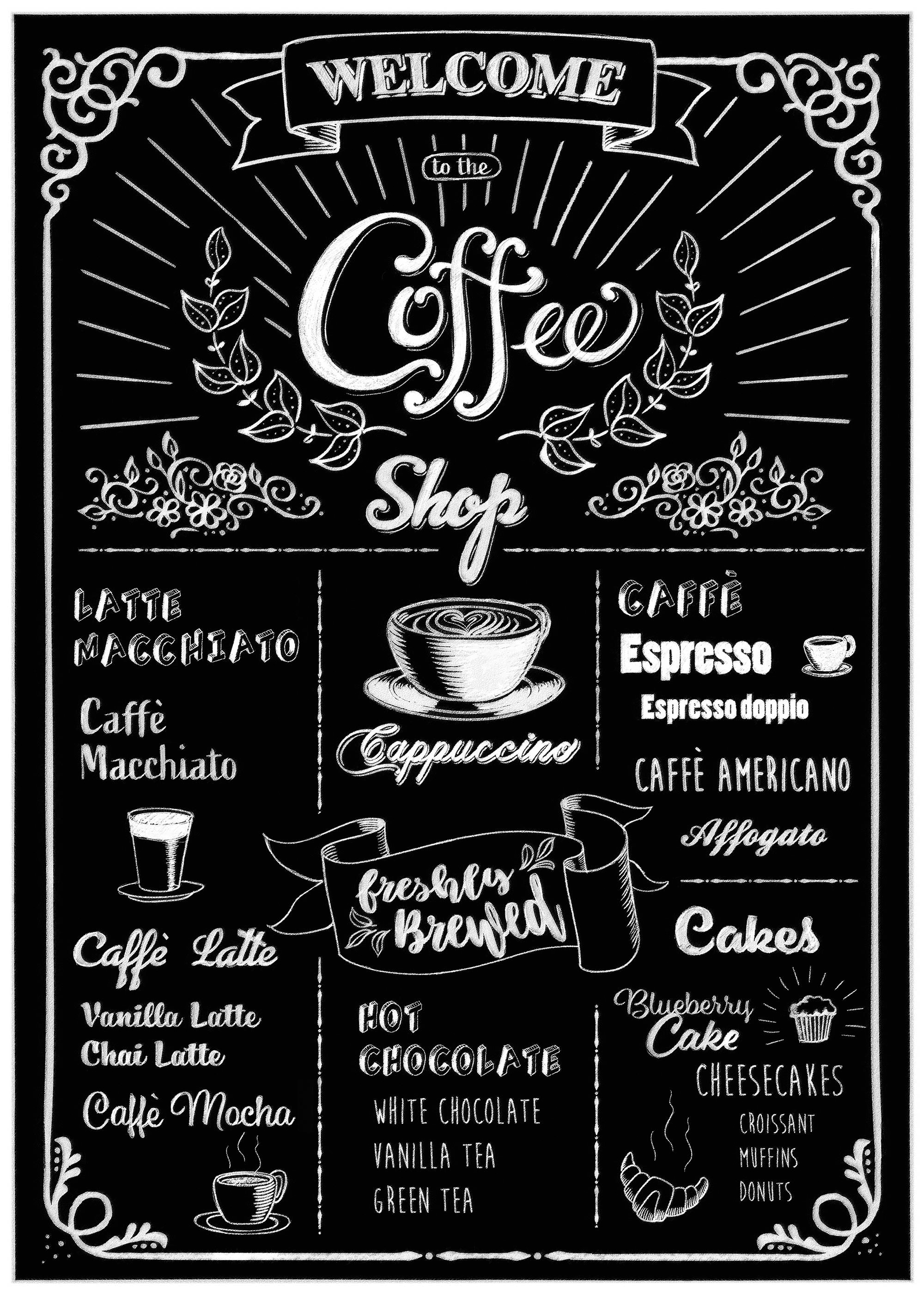 Komar Wandtattoo "Coffeeshop - Größe 50 x 70 cm" selbstklebend, Wandsticker