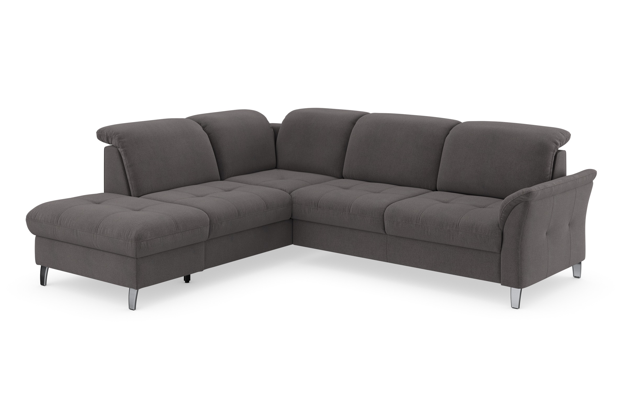 Ecksofa SIT & MORE "Maggiore L-Form", grau (fango), B:261cm T:224cm, 95% Polyester, 5% Polyamid, Sofas, Ecksofa, wahlweise mit Kopfteilverstellung, Bettfunktion und Stauraum 3