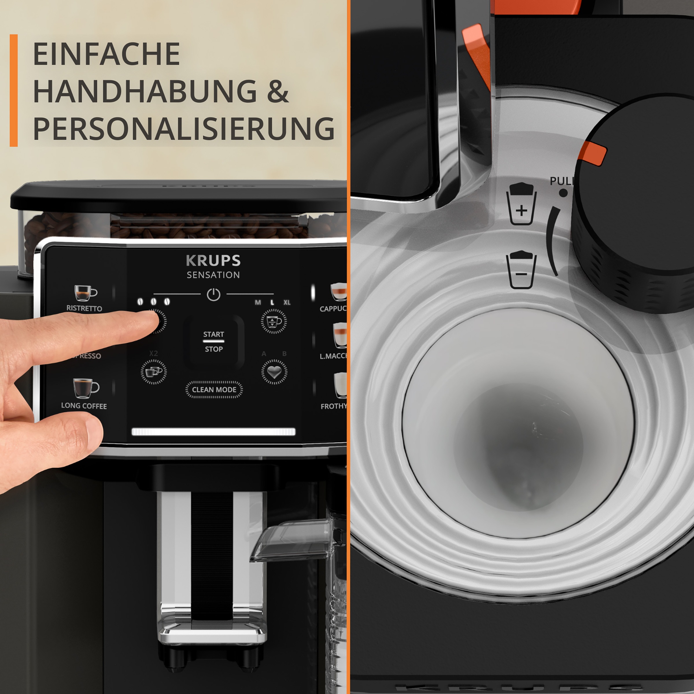 Krups Kaffeevollautomat »EA9128D Sensation Milk«, 6 Kaffee- und Milchspezialitäten, aut. Reinigung, Metall-Brühgruppe