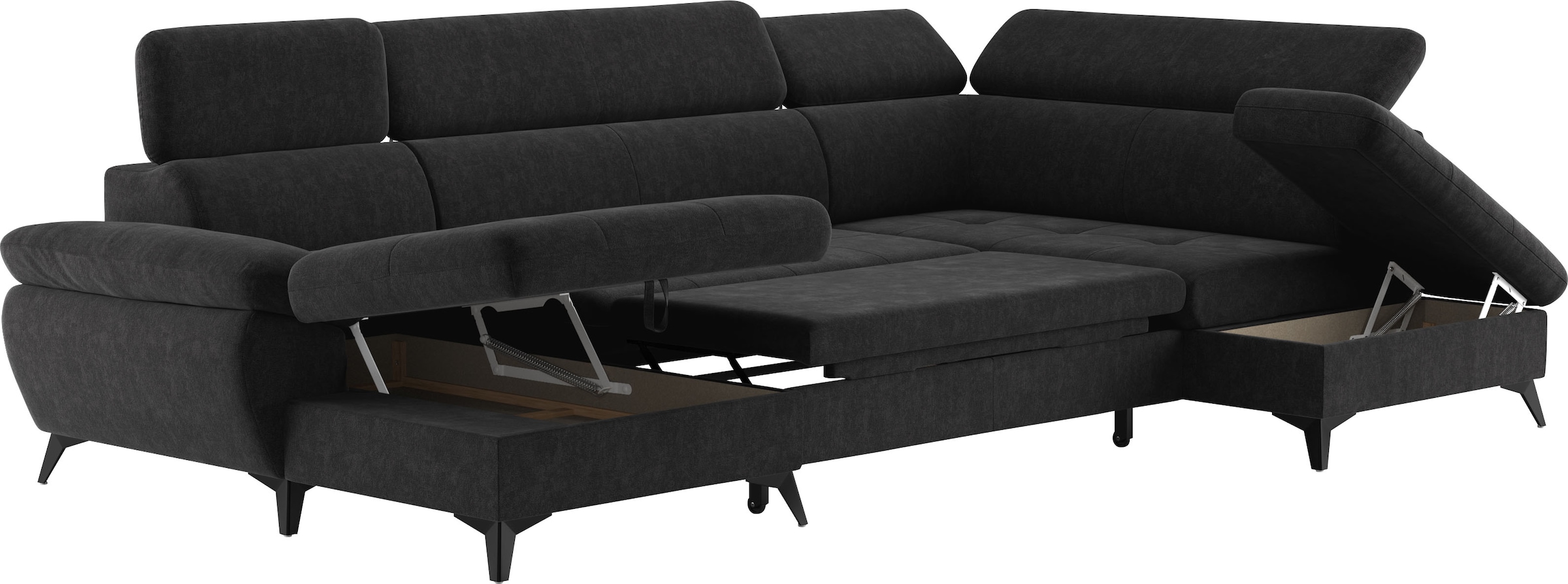 COTTA Wohnlandschaft »Hudson U-Form«, mit Kopfteilverstellung, wahlweise mit Bettfunktion & Bettkasten