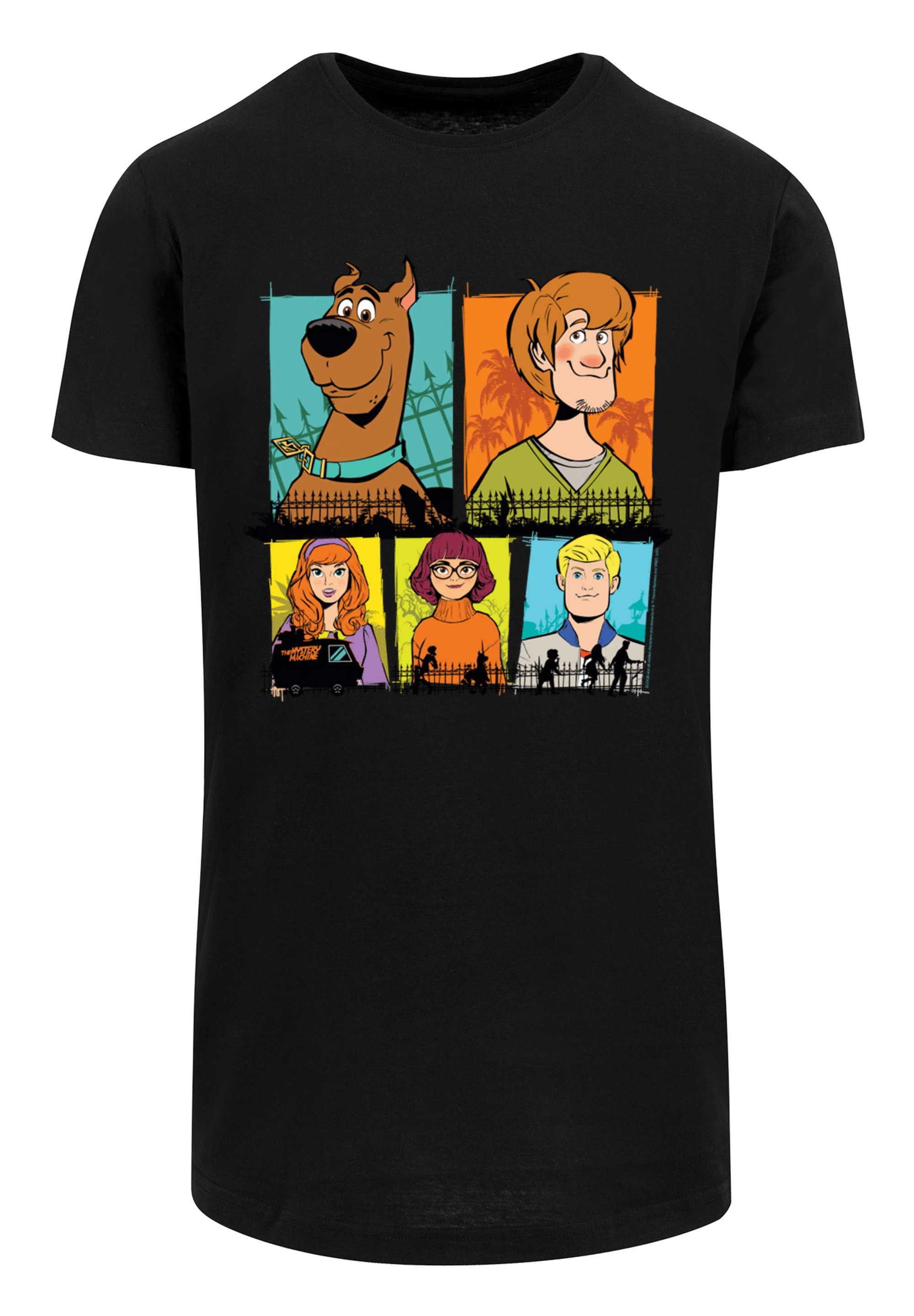F4NT4STIC T-Shirt »Long Cut T-Shirt 'Scooby Doo Group Frames'«, Herren,Premium Merch,Lang,Longshirt,Bedruckt