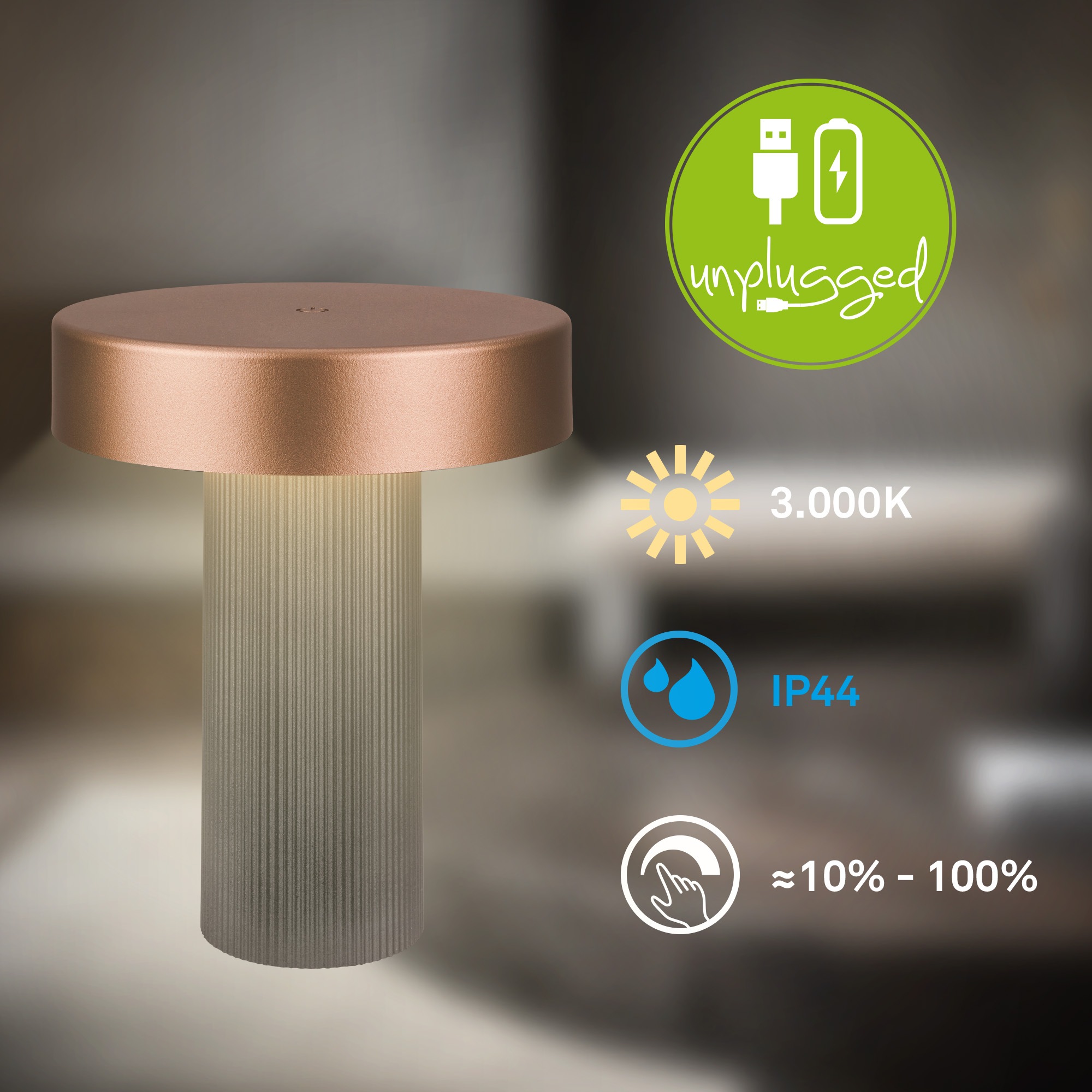 Briloner Leuchten LED Tischleuchte »BITO« LED-Board 1 Stk. Warmweiß 16x20 cm, Akku tauschbar, Indoor/Outdoor, Wohnzimmer, Balkon