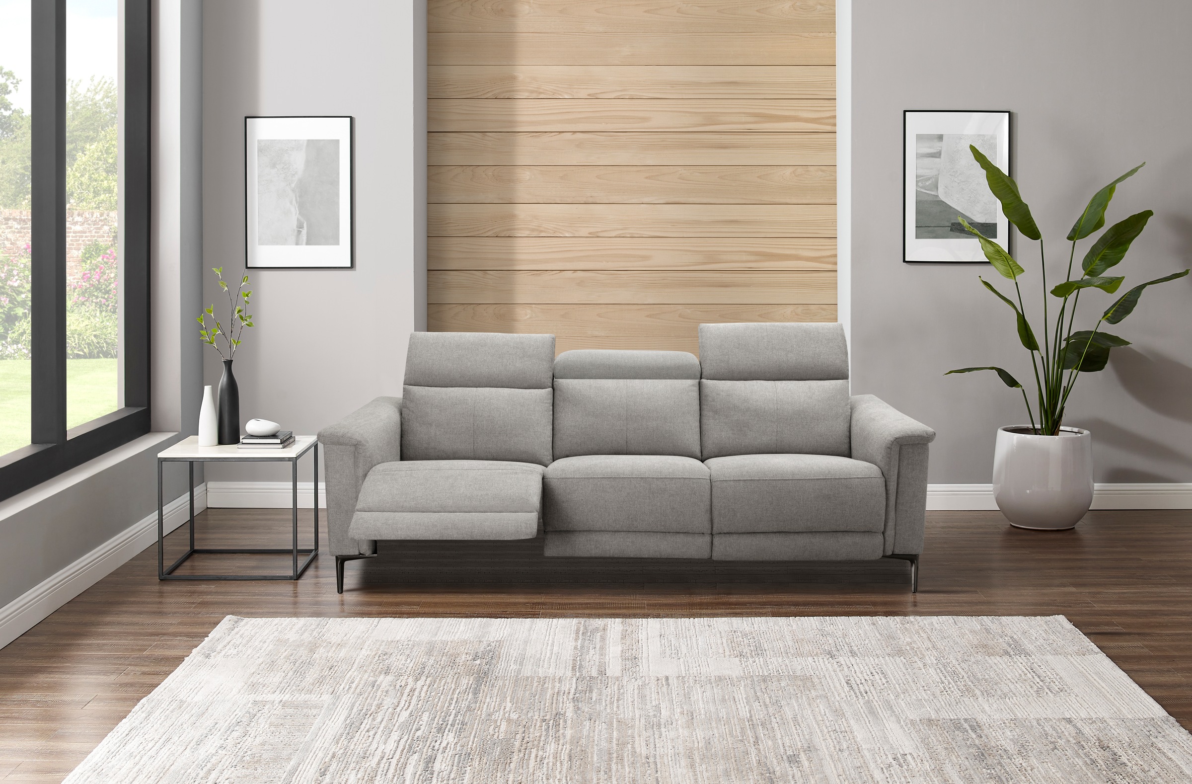Places of Style 3-Sitzer Lund, in  Leder und Webstoff lieferbar