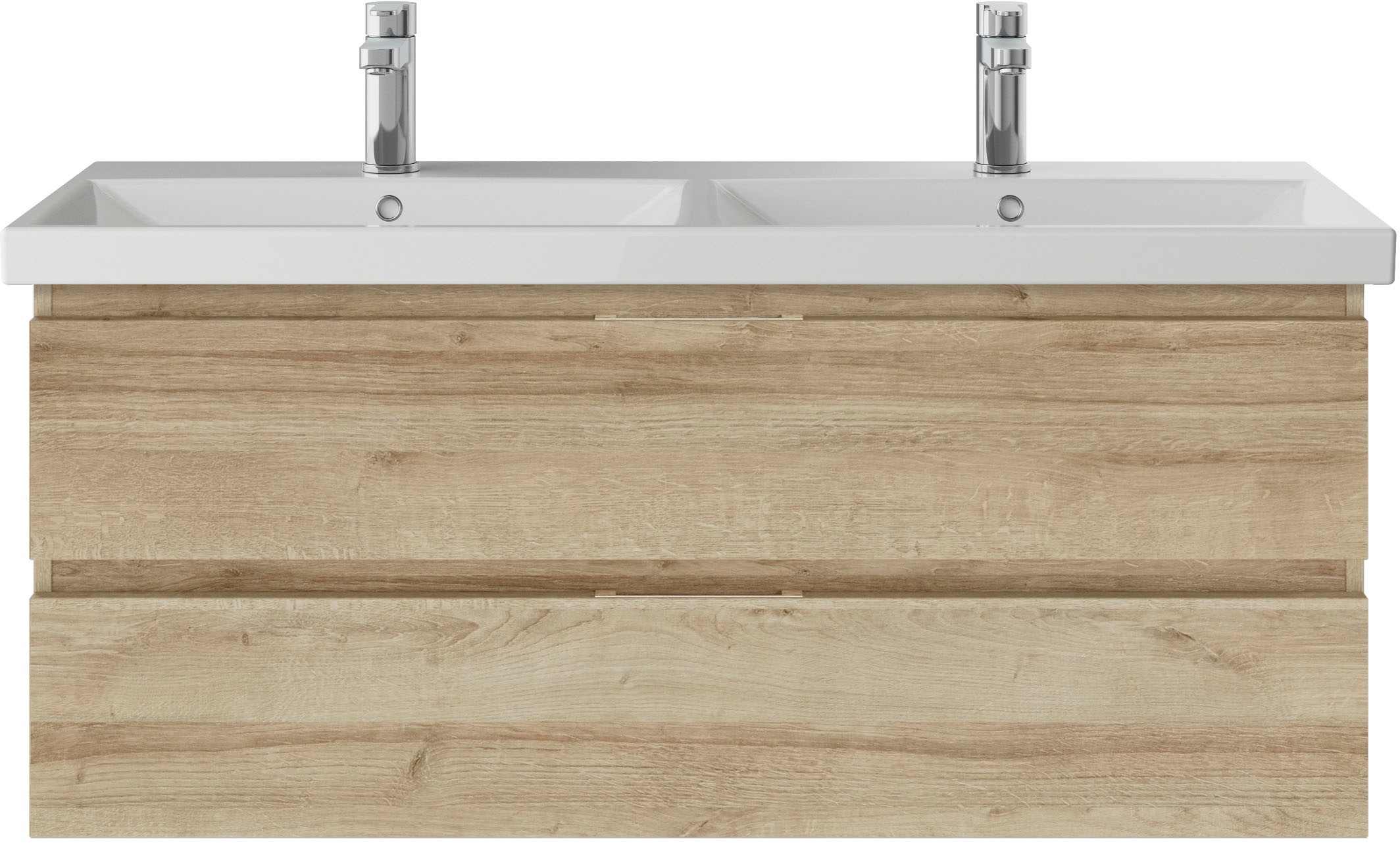 Saphir Badmöbel-Set »Serie 4035 2-teilig, Keramik-Doppelwaschtisch mit LED-Spiegel«, (Set), Doppel-Waschplatz inkl Türdämpfer, 120 cm breit, 2 Schubladen