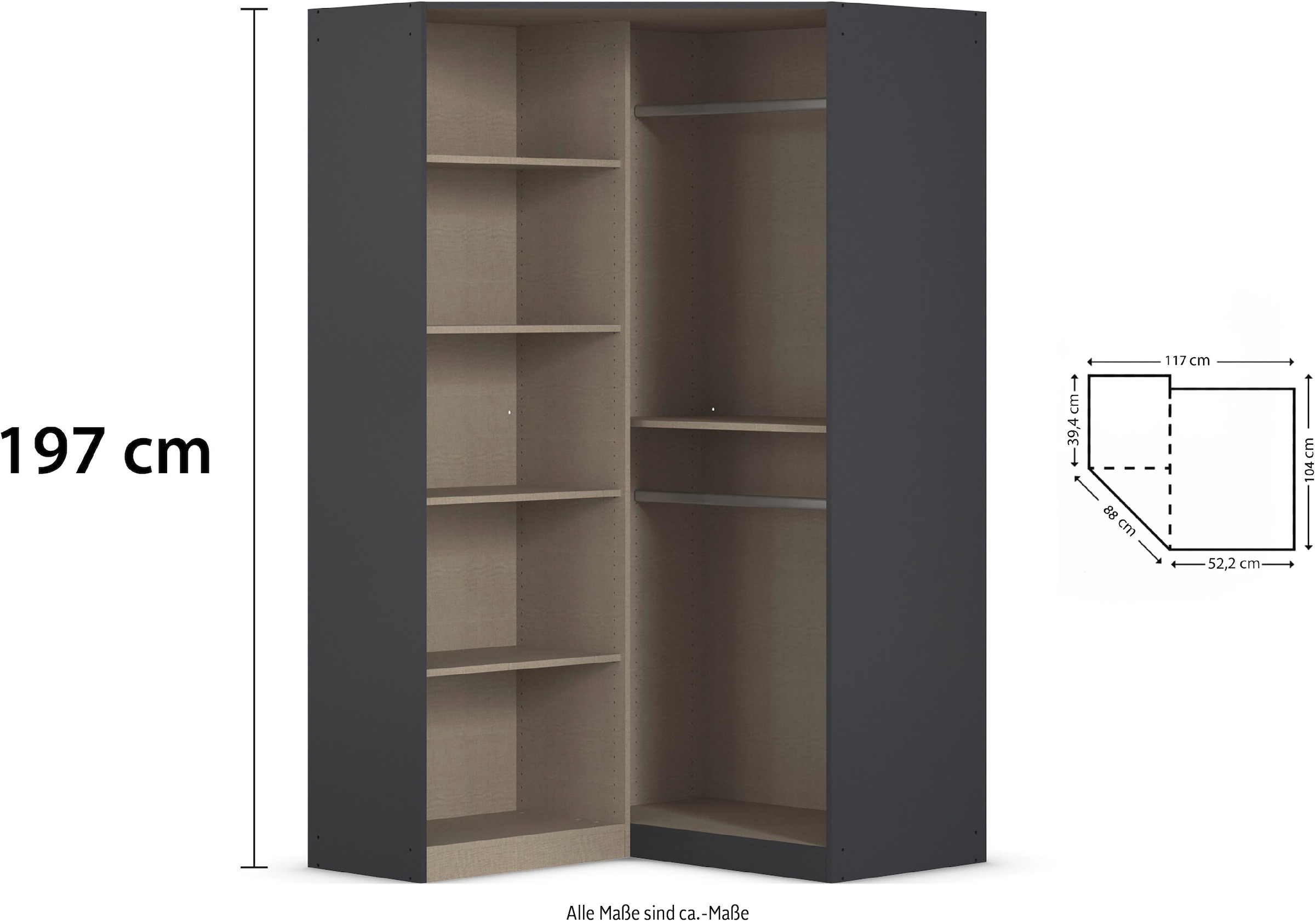rauch Schrank-Set »Kleiderschrank Schrank Garderobe Garderobenschrank Eckschrank HOMBURG«, viel Stauraum, oberer Schubkasten mit Einteilung MADE IN GERMANY