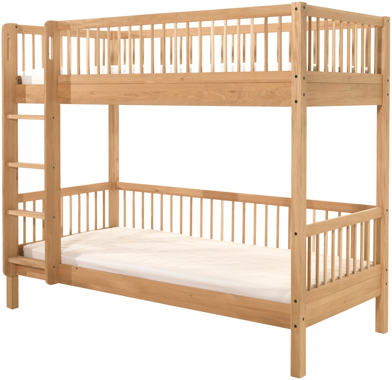 Home affaire Etagenbett »Forrest, rückbaubar zu 2 Einzelbetten, Made in Europe«, (B/H/T ca: 207,5x175,4x104,9 cm, wahlweise aus Eiche oder Buche), stabil und hochwertig gebaut, Ausf. geölt oder weiß