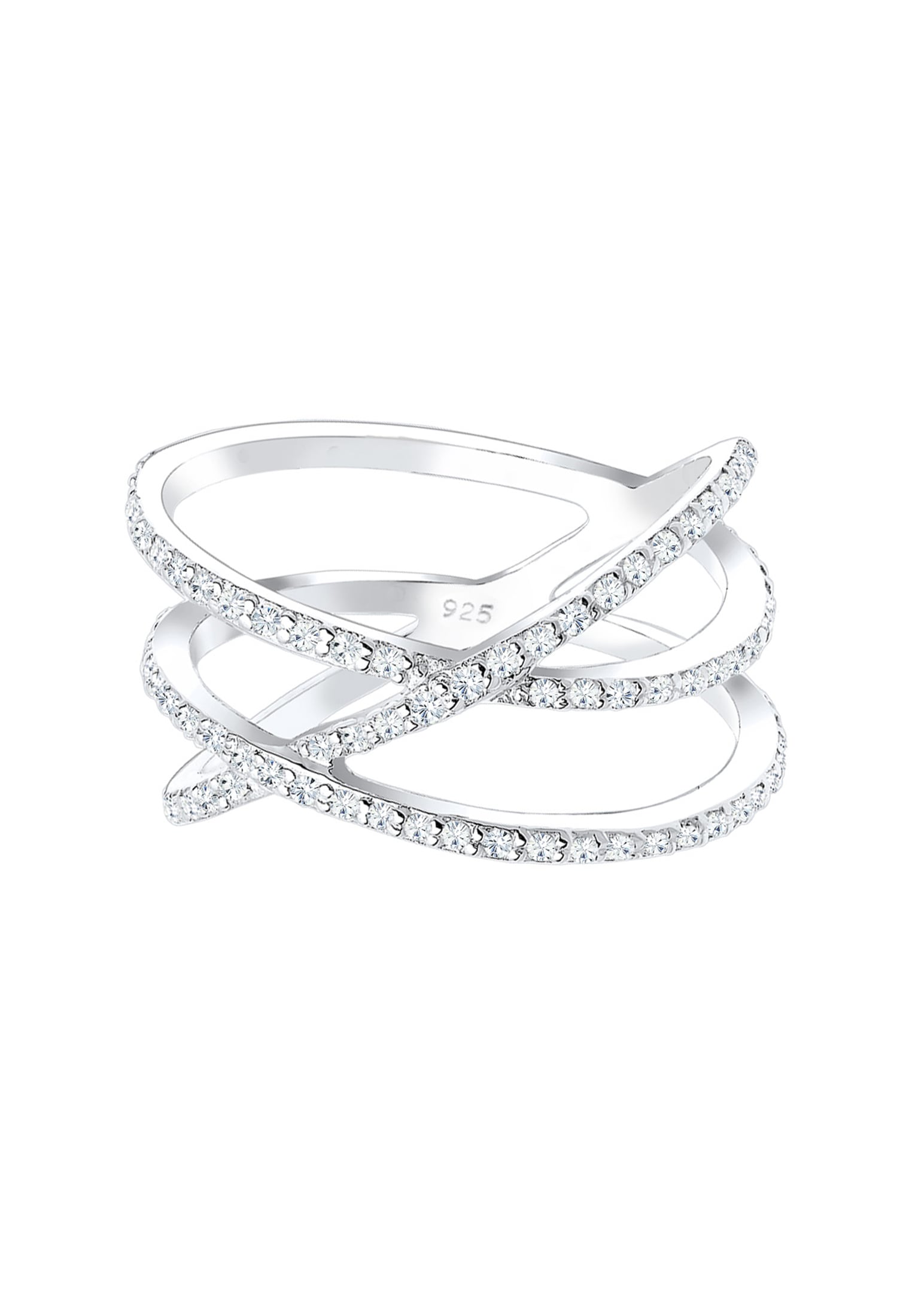 Elli Fingerring »Verschlungen Kristalle 925 Silber«