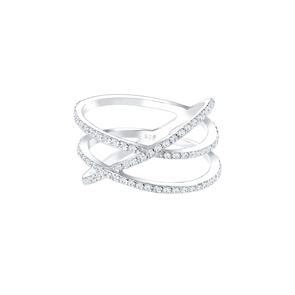 Elli Fingerring »Verschlungen Kristalle 925 Silber«