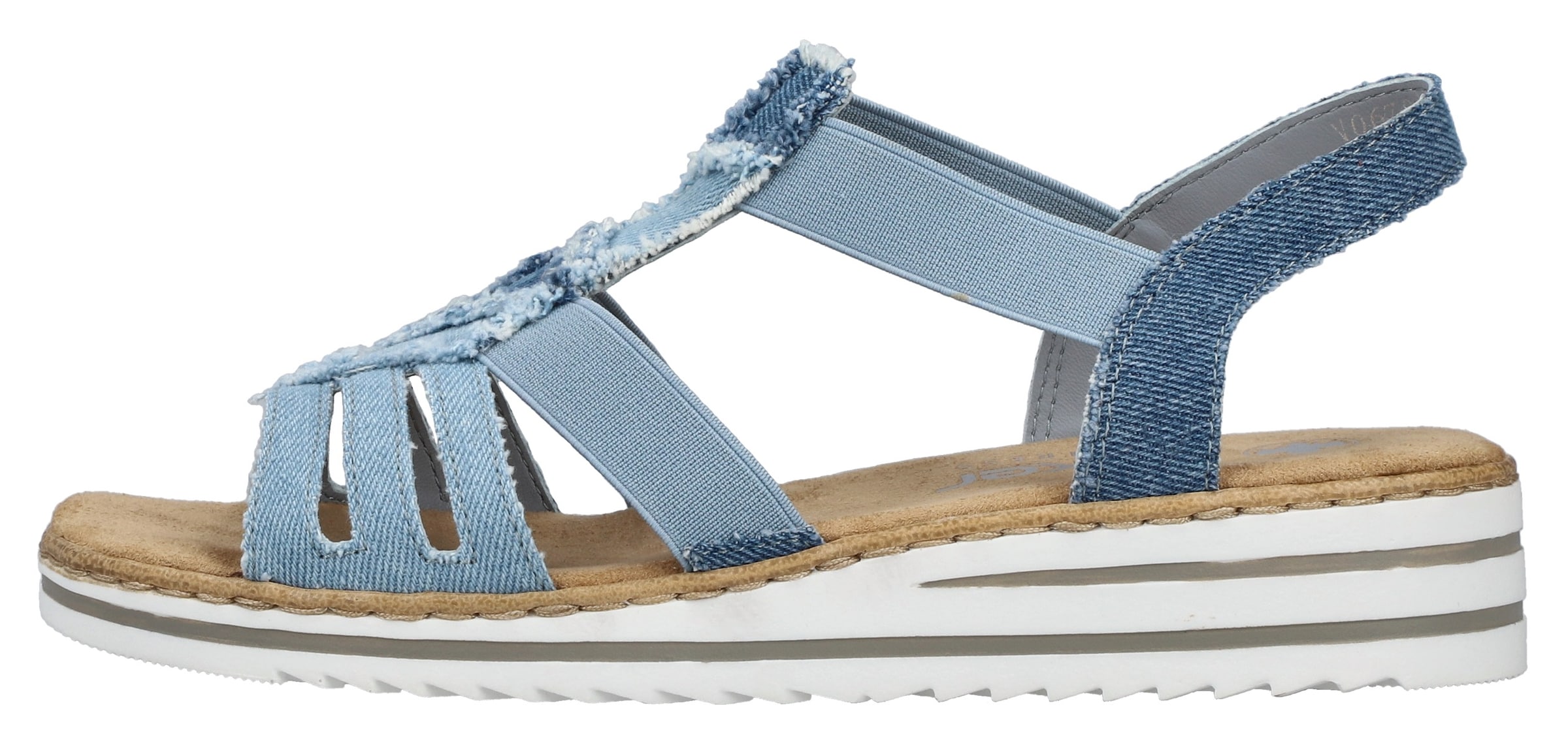 Rieker Keilsandalette, Sommerschuh, Sandale, Plateau, Urlaubschuh mit seitlichen Gummizügen