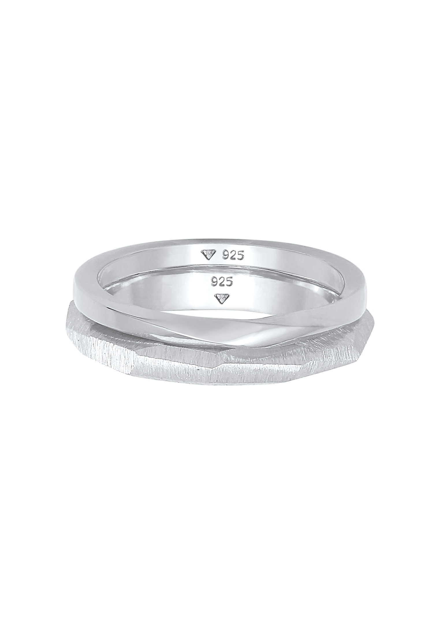 Elli Premium Ring-Set »Bandring Basic Gedreht Struktur (2 tlg) 925 Silber«