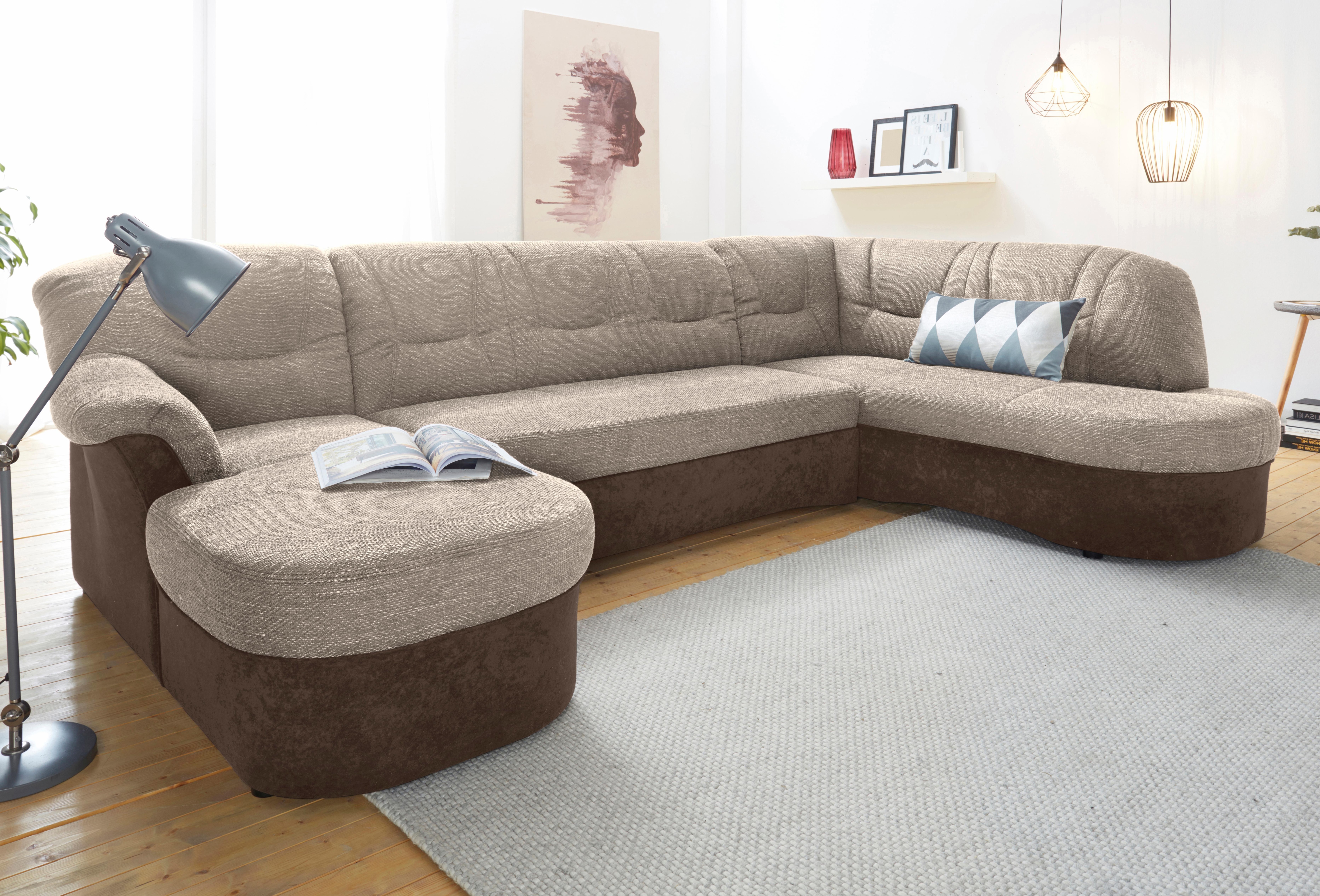 DOMO collection "SARAFINA 295x83x180 cm, auch mit Federkern für mehr Sitzkomfort" whlw. mit Bettfunktion, elegantes Design, U-Form