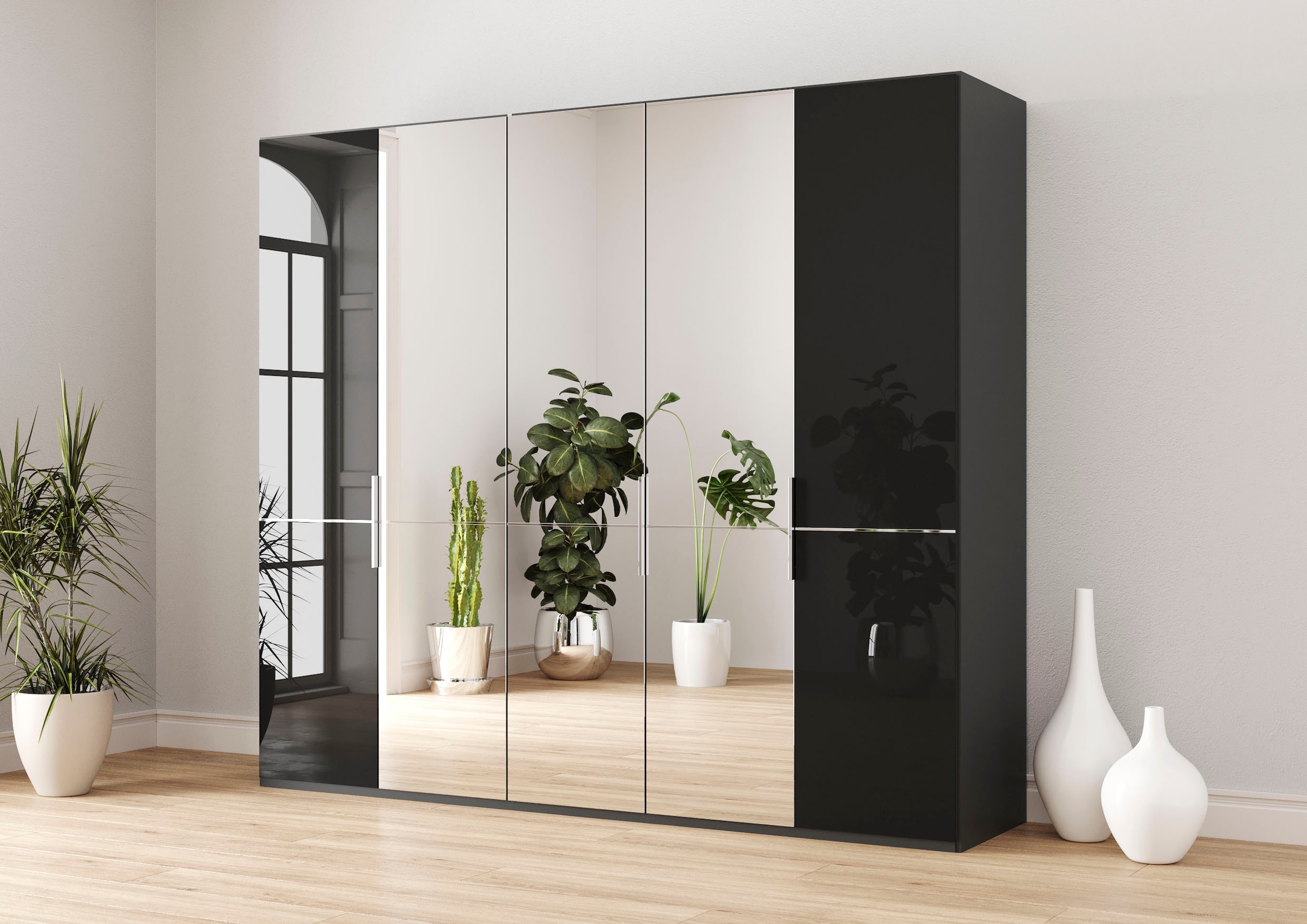 Musterring Kleiderschrank "Imola W" inkl. Einlegeböden und Kleiderstangen, mit Glas- und Spiegeltüren