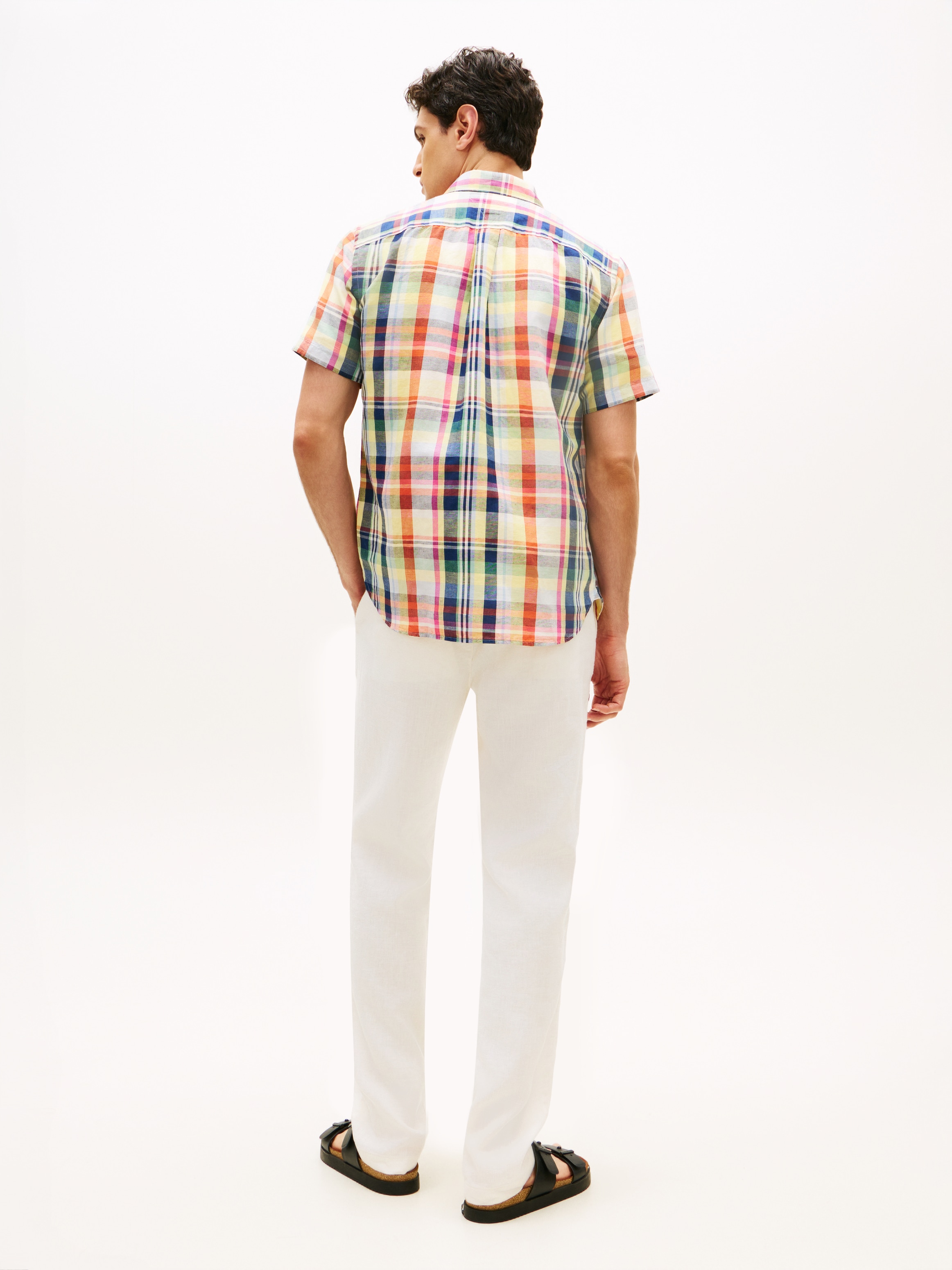 Tommy Hilfiger Kurzarmhemd »LINEN BLEND CHECK PLAID« regular fit, Button-down-Kragen