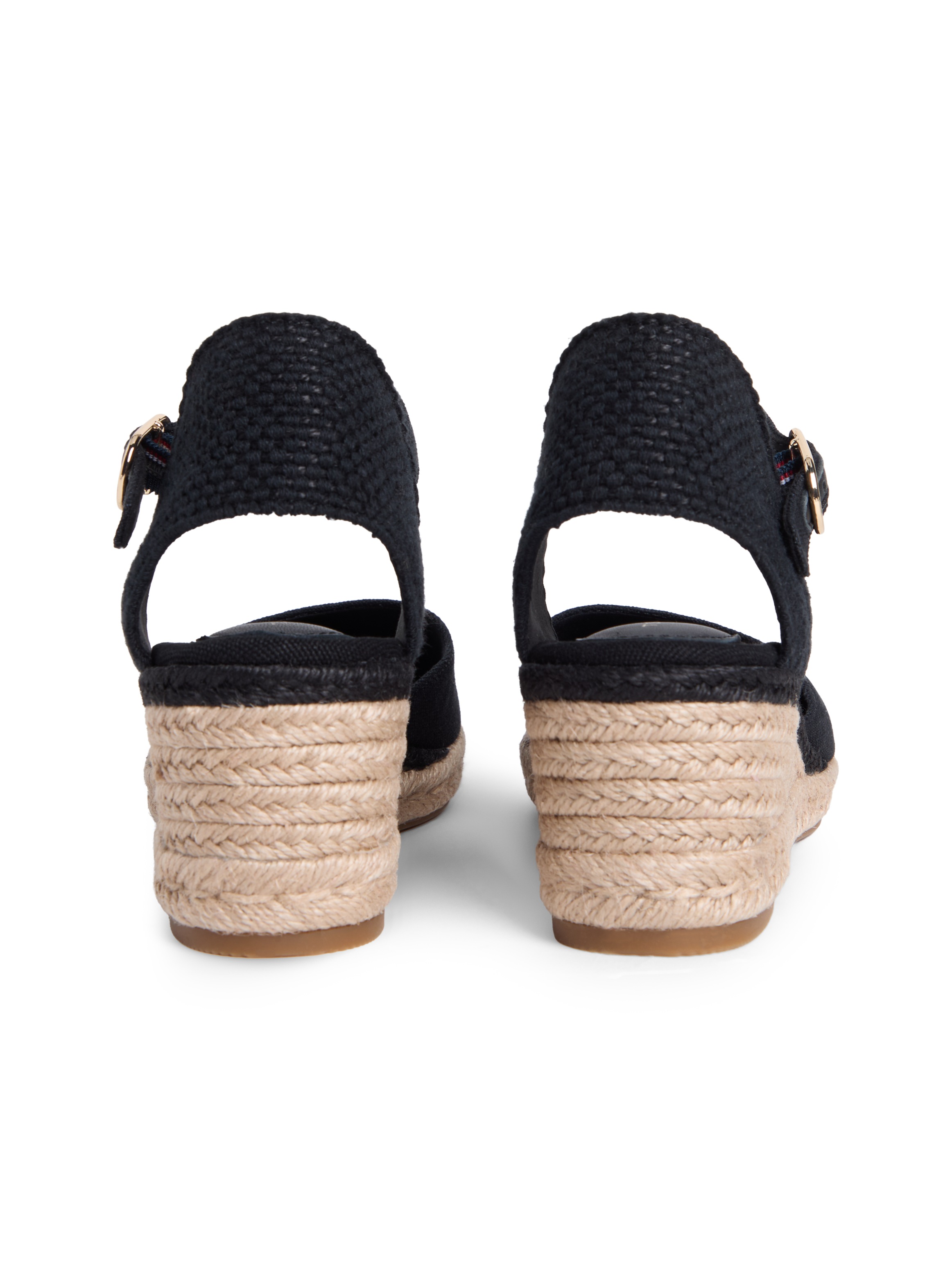 Keilsandalette TOMMY HILFIGER "MID WEDGE ESPAD CLOSED TOE", Damen, Gr. 41, schwarz, Leder, Textil, Schuhe, Plateau, Sommerschuh mit verstellbarer Schnalle, schmale Form 2