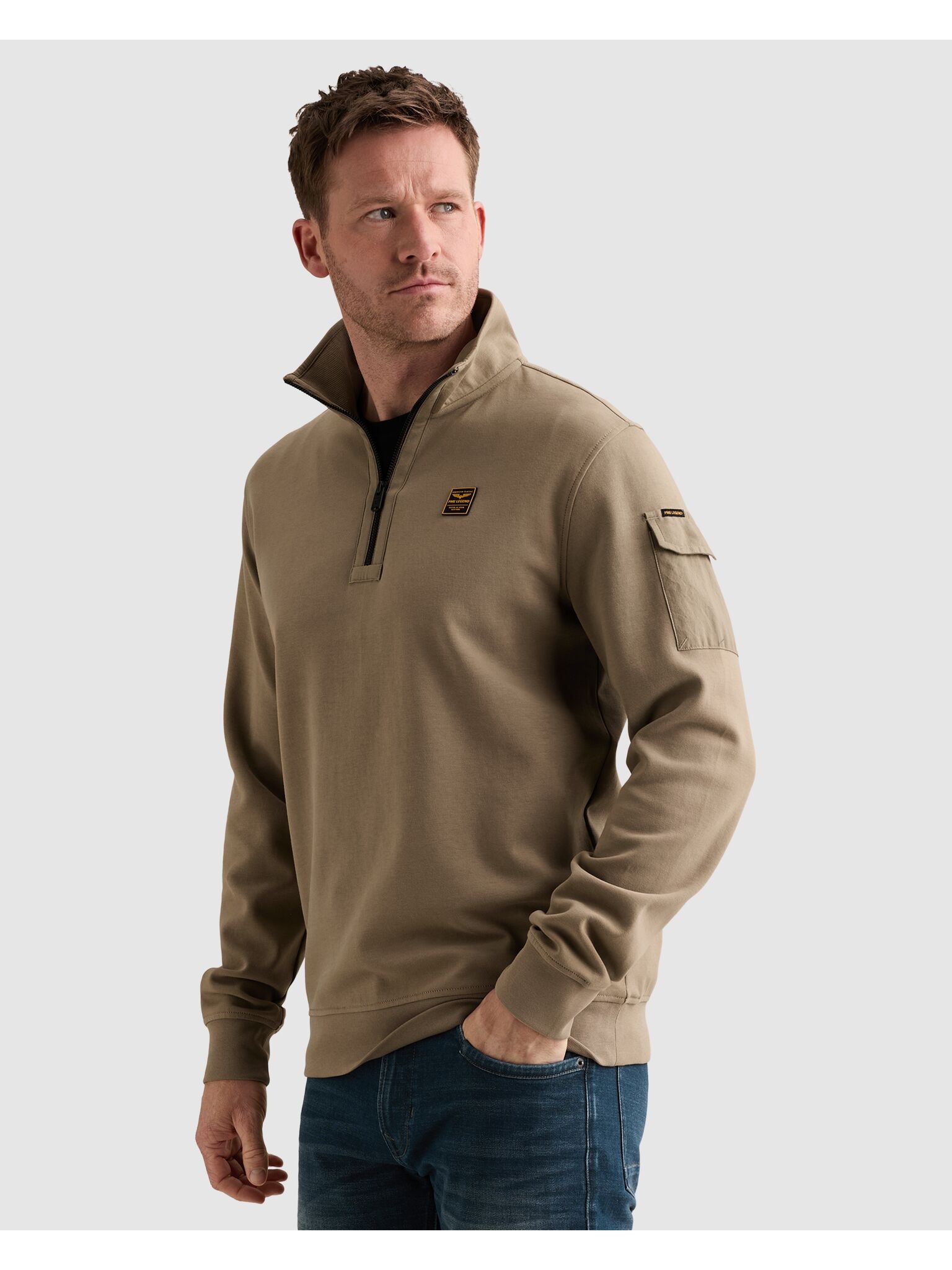 PME LEGEND Sweatshirt, mit Troyer Kragen und Ärmeltasche