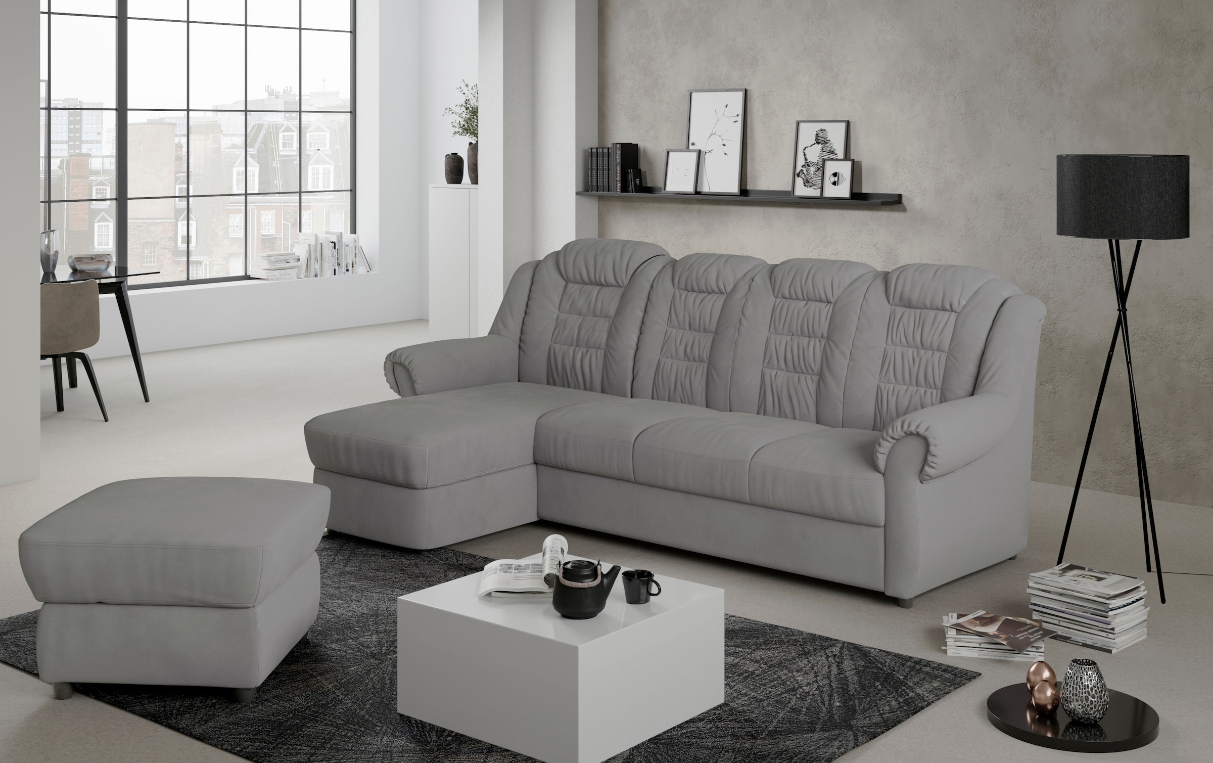 Home affaire Ecksofa »Boston L-Form«, mit hoher Rückenlehne, wahlweise mit Bettfunktion
