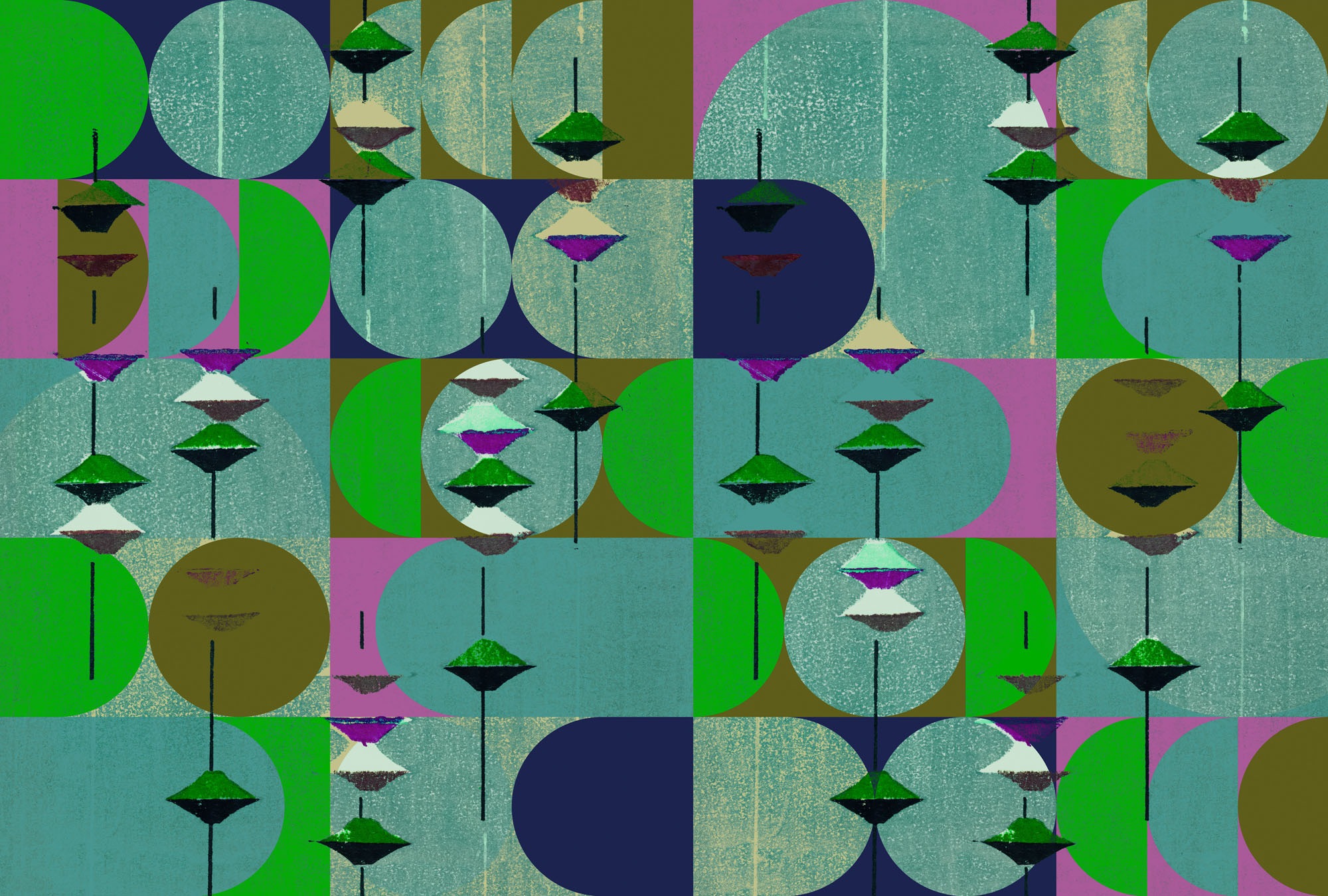 living walls Fototapete »Walls by Patel 5 Fototapete Abstrakte Kreise« geometrisch glatt Abstrakte Kreise auf 200 g/m² Premium-Vlies