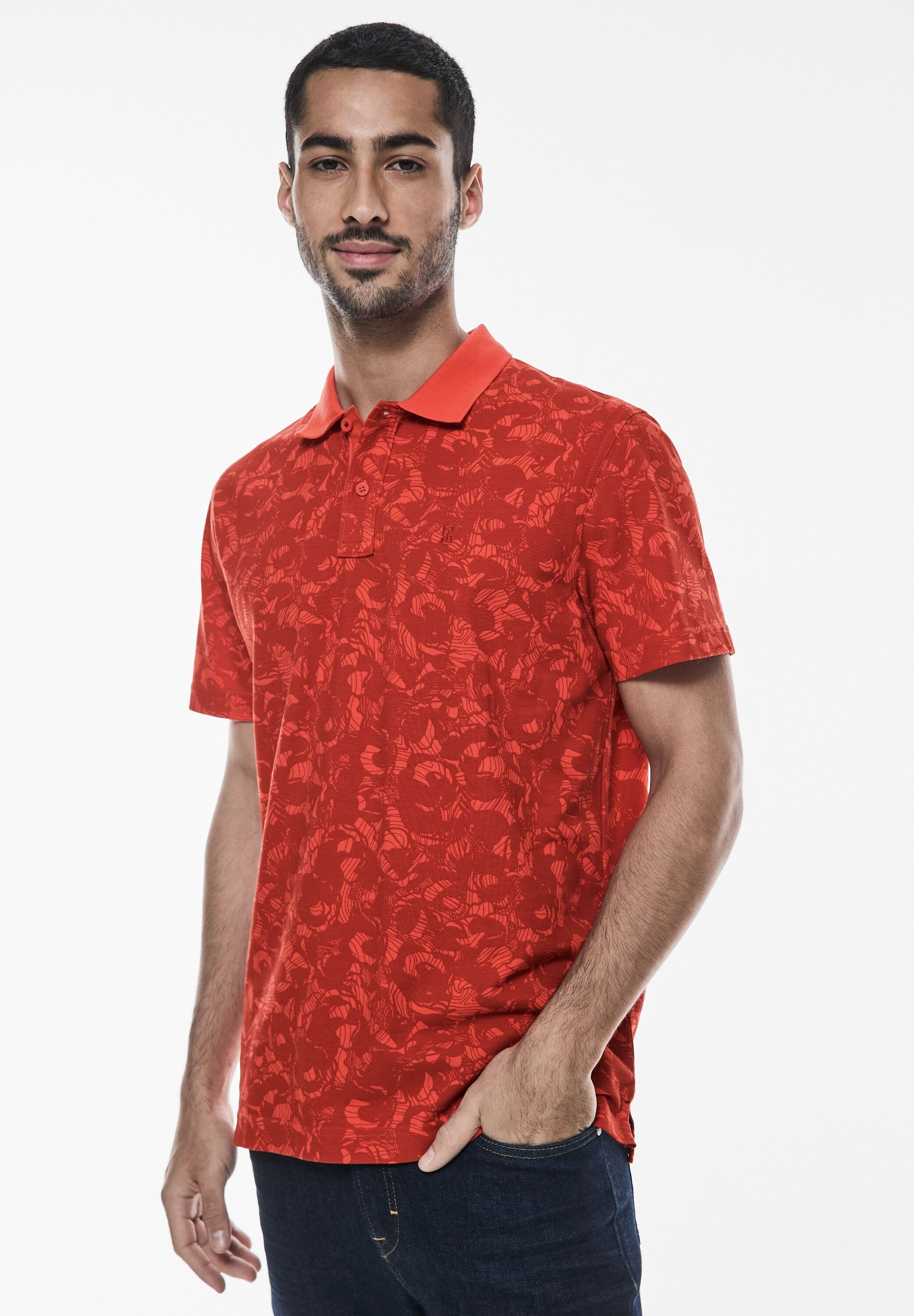 STREET ONE MEN Poloshirt, mit allover Print günstig online kaufen