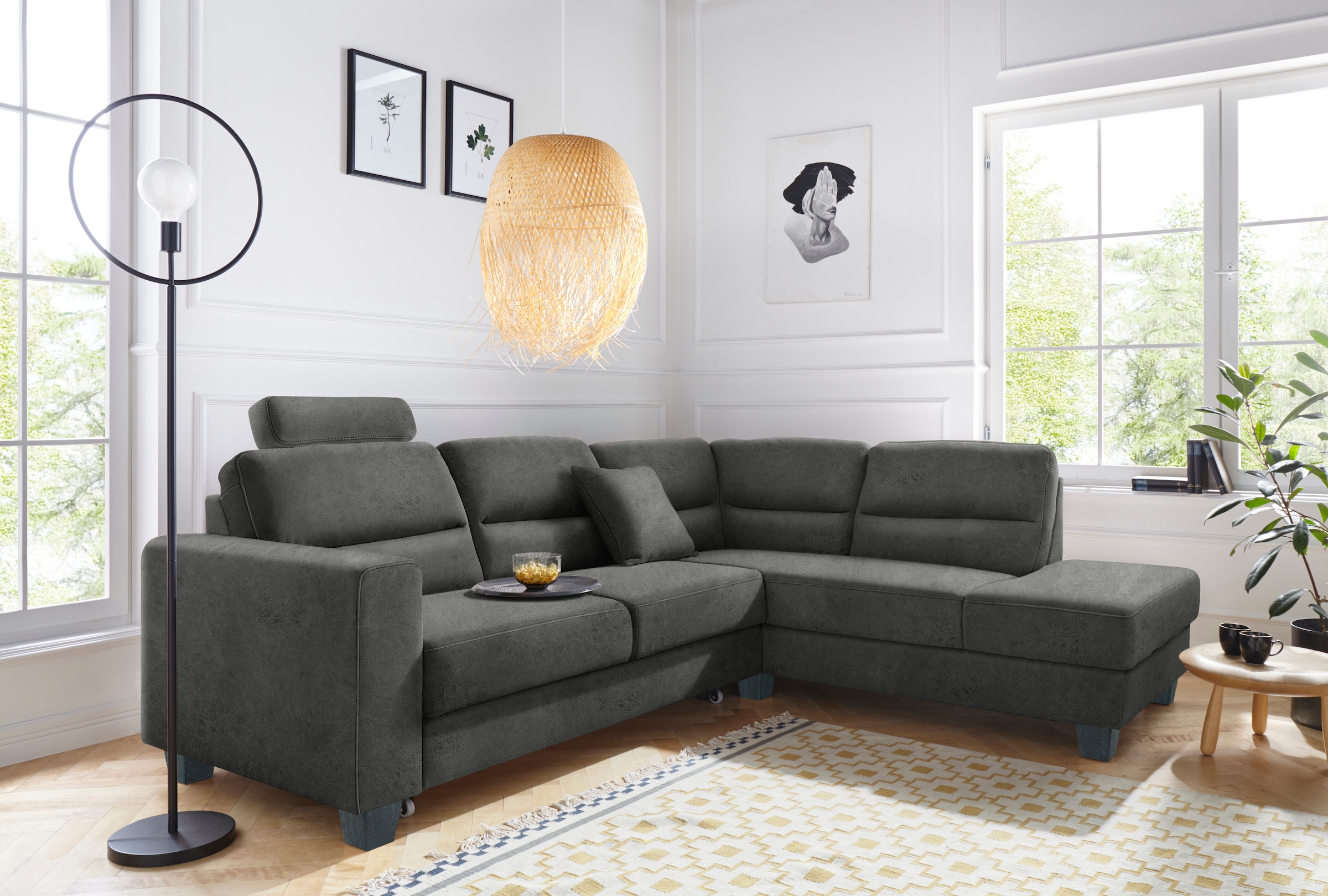 TRENDMANUFAKTUR Ecksofa »Chamber, L-Form«, inklusive einer Kopfstütze, wahlweise mit Schlaffunktion