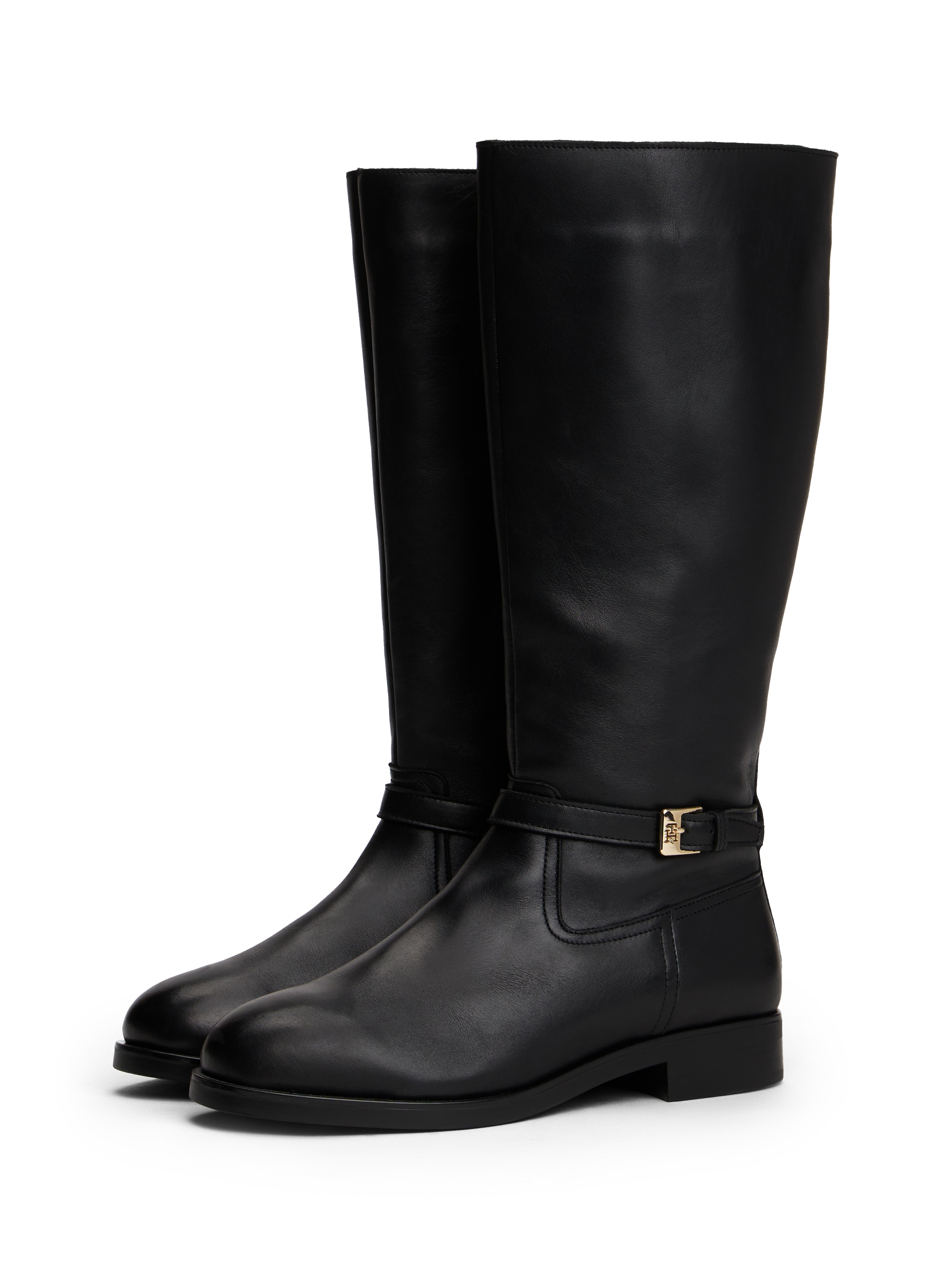 Tommy Hilfiger Stiefel "TH BUCKLE RIDING LTHR LONG BOOT", Blockabsatz, Lang günstig online kaufen