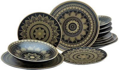 Teller-Set »Mandala Gold«, (Set, 12 tlg., Tafelservice für 4 Personen)